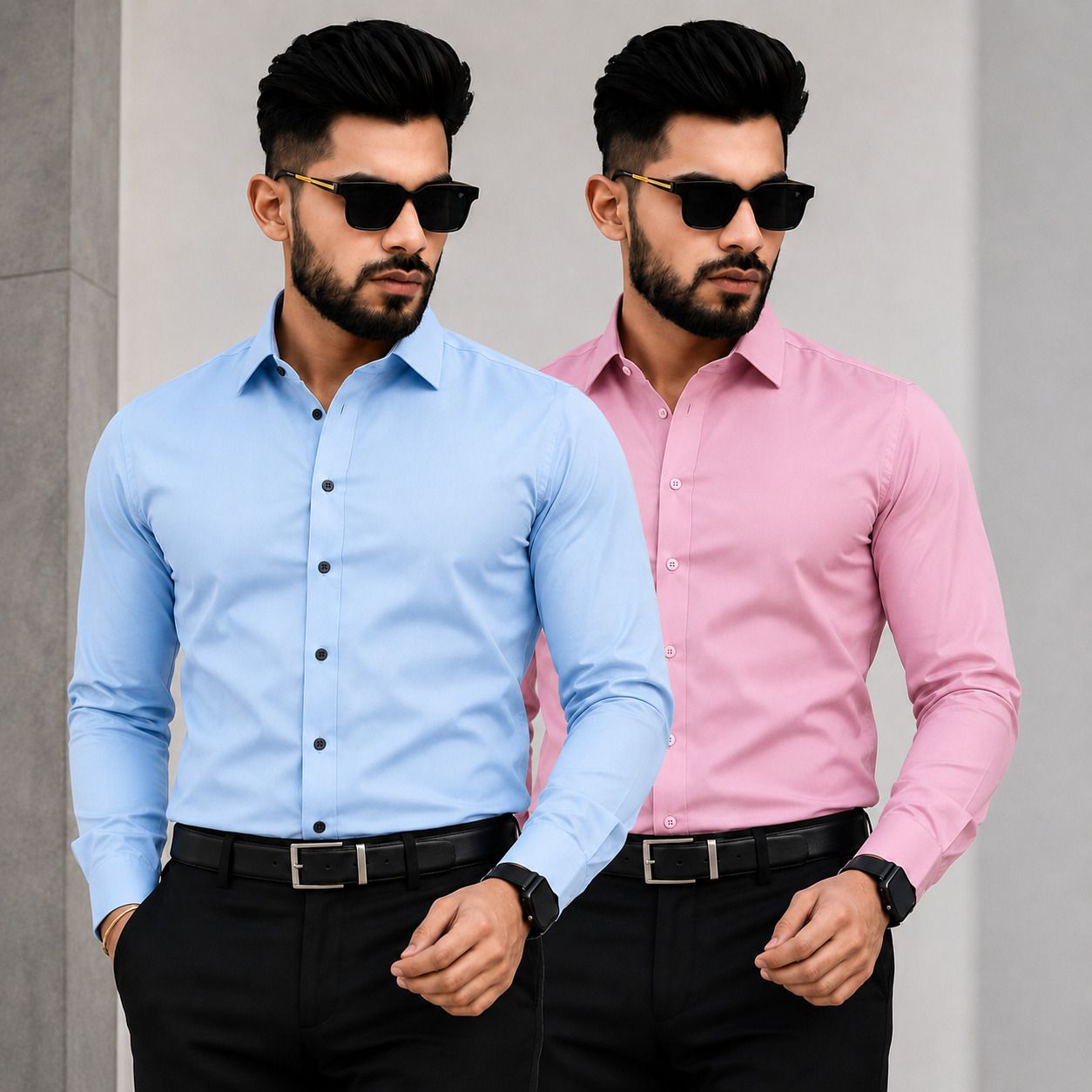 gloren Men Regular Fit Solid Spread Collar Formal Shirt-picture-4