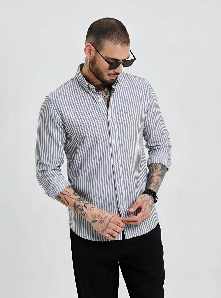 rodeiz Men Slim Fit Striped Spread Collar Casual Shirt-picture-28