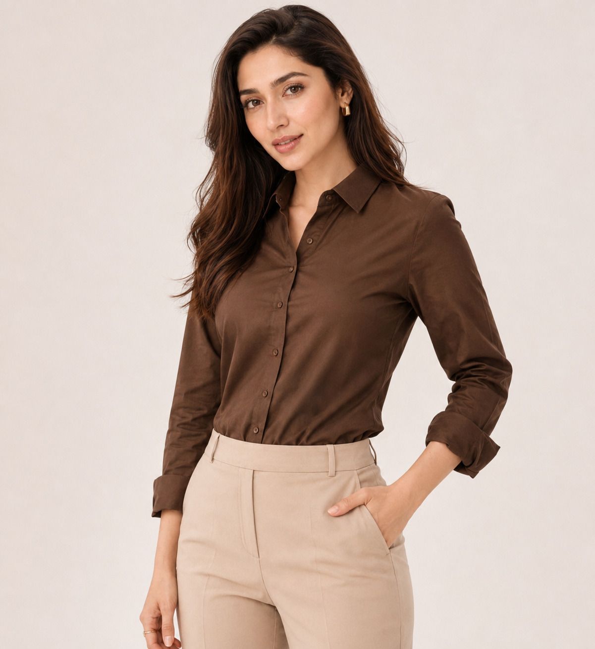Women Tailored Fit Solid Spread Collar Casual Shirt-image-37