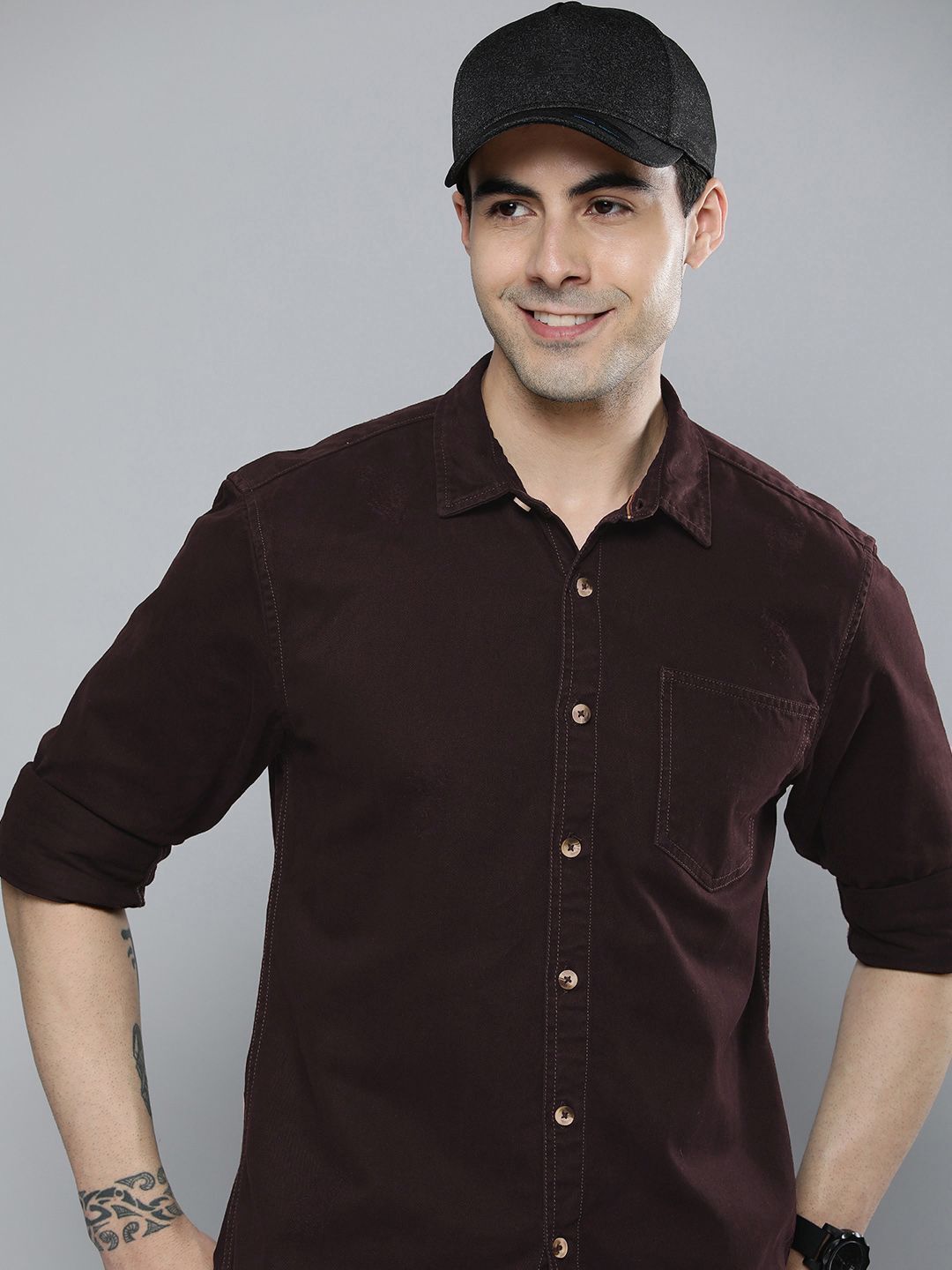 here&now Men Regular Fit Solid Casual Shirt-picture-11