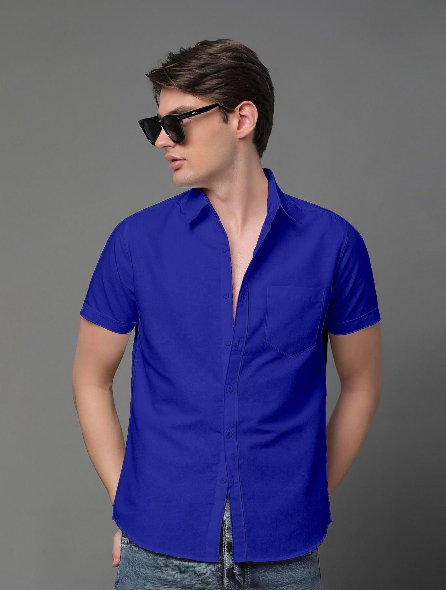 voroxy Men Regular Fit Solid Spread Collar Casual Shirt-picture-10