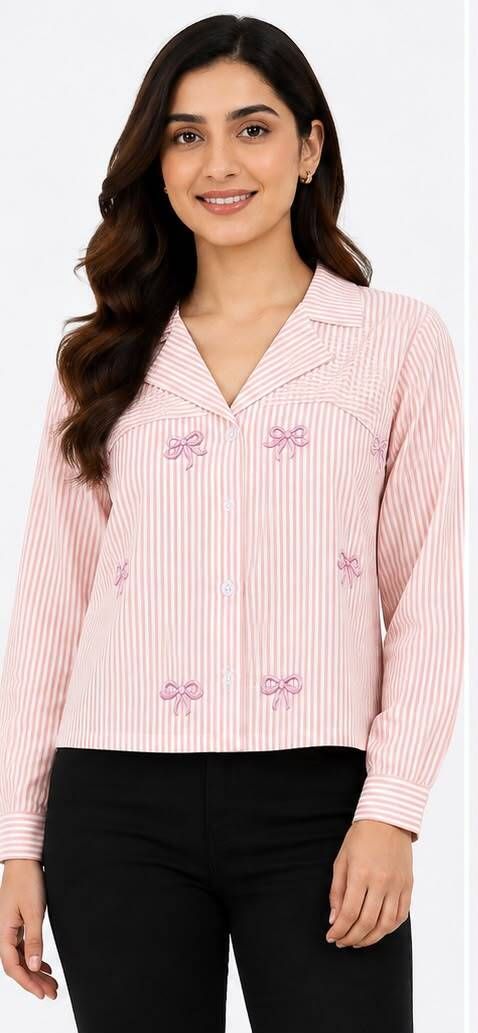 Women Regular Fit Striped Spread Collar Formal Shirt-image-37