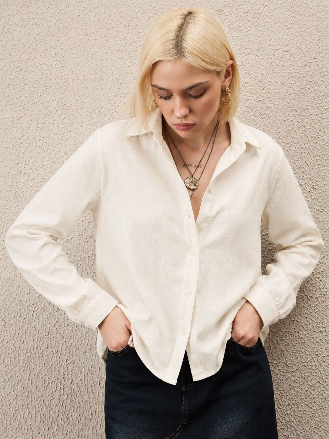 Women Relaxed Fit Solid Casual Shirt-image-3
