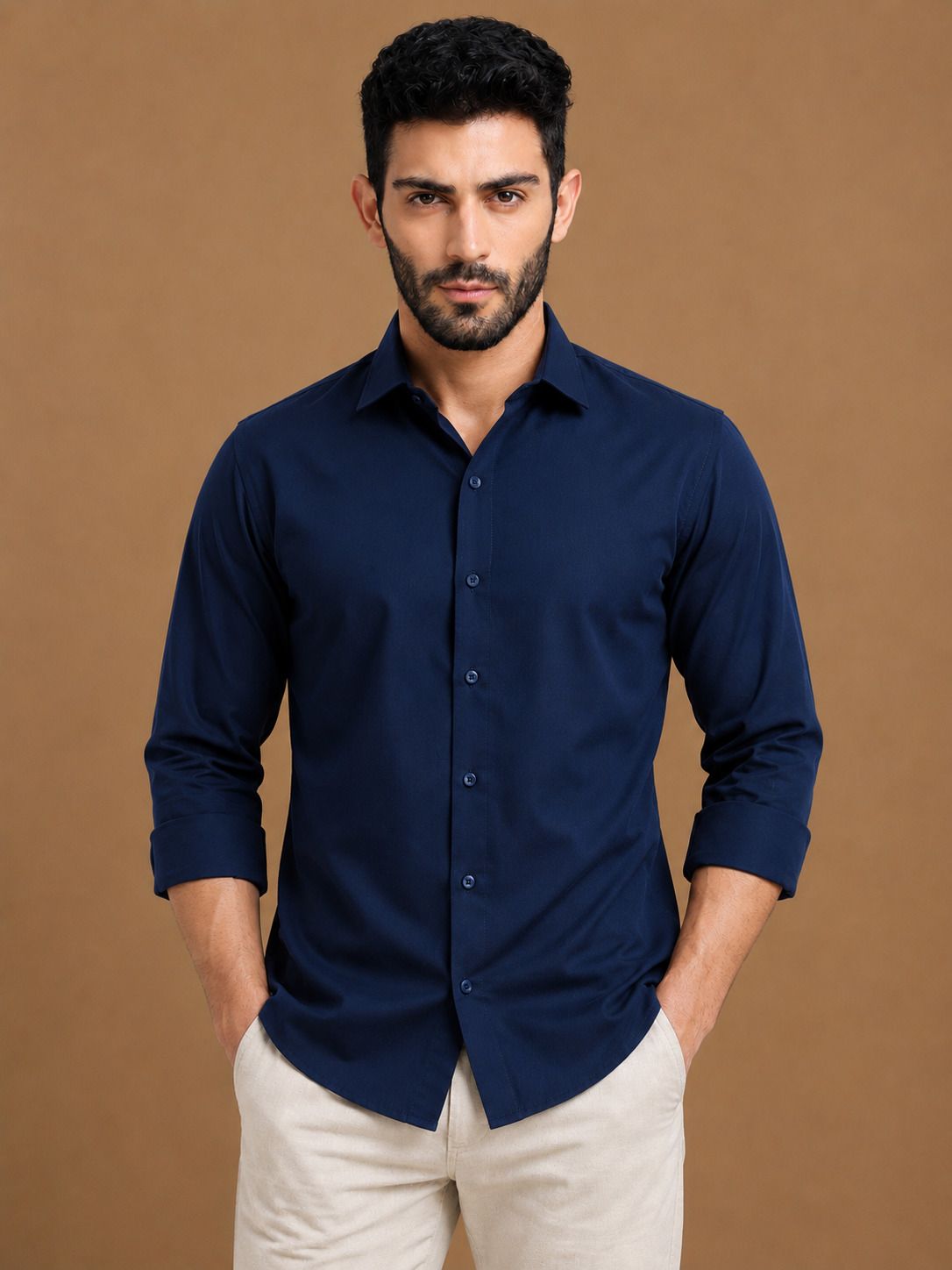 metronaut Men Regular Fit Solid Spread Collar Casual Shirt-picture-21