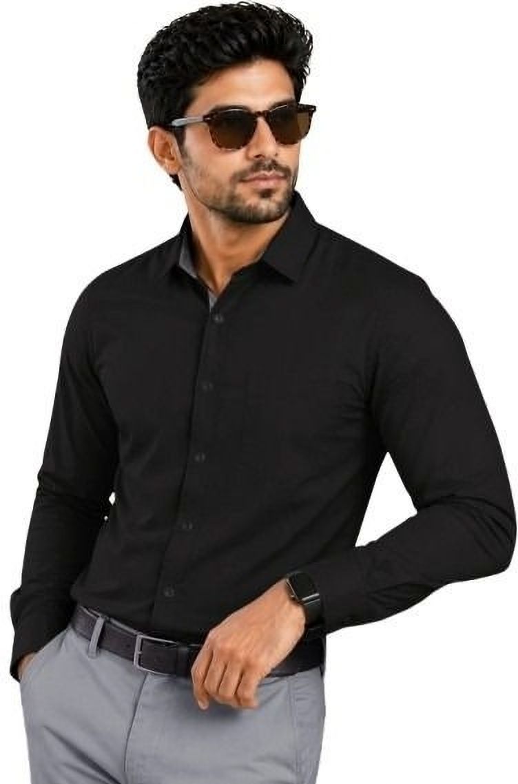 Men Relaxed Fit Solid Spread Collar Formal Shirt-image-46