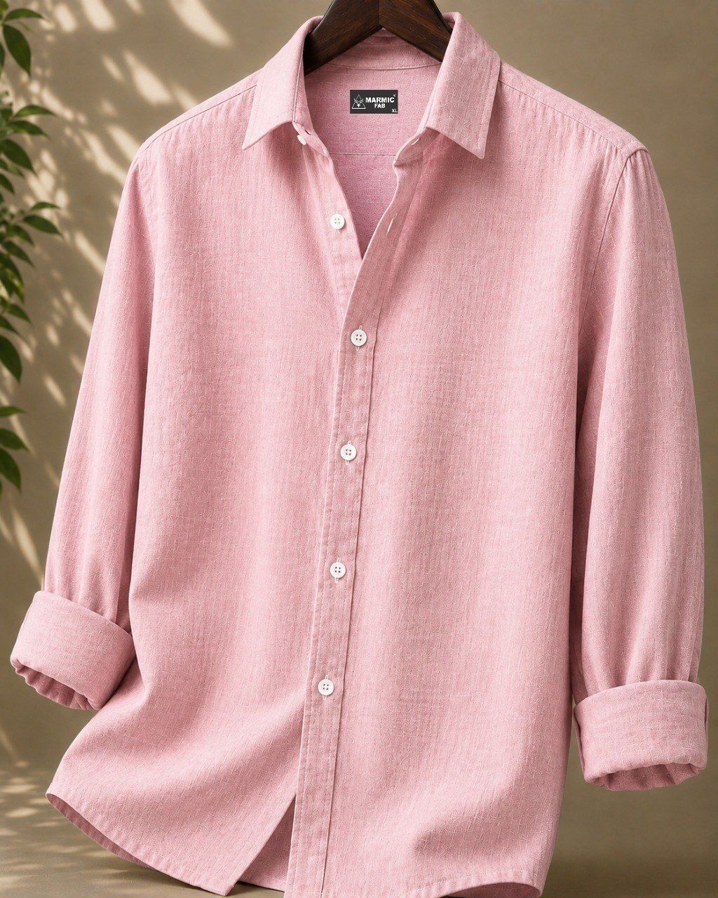 Men Regular Fit Solid Spread Collar Casual Shirt-image-4