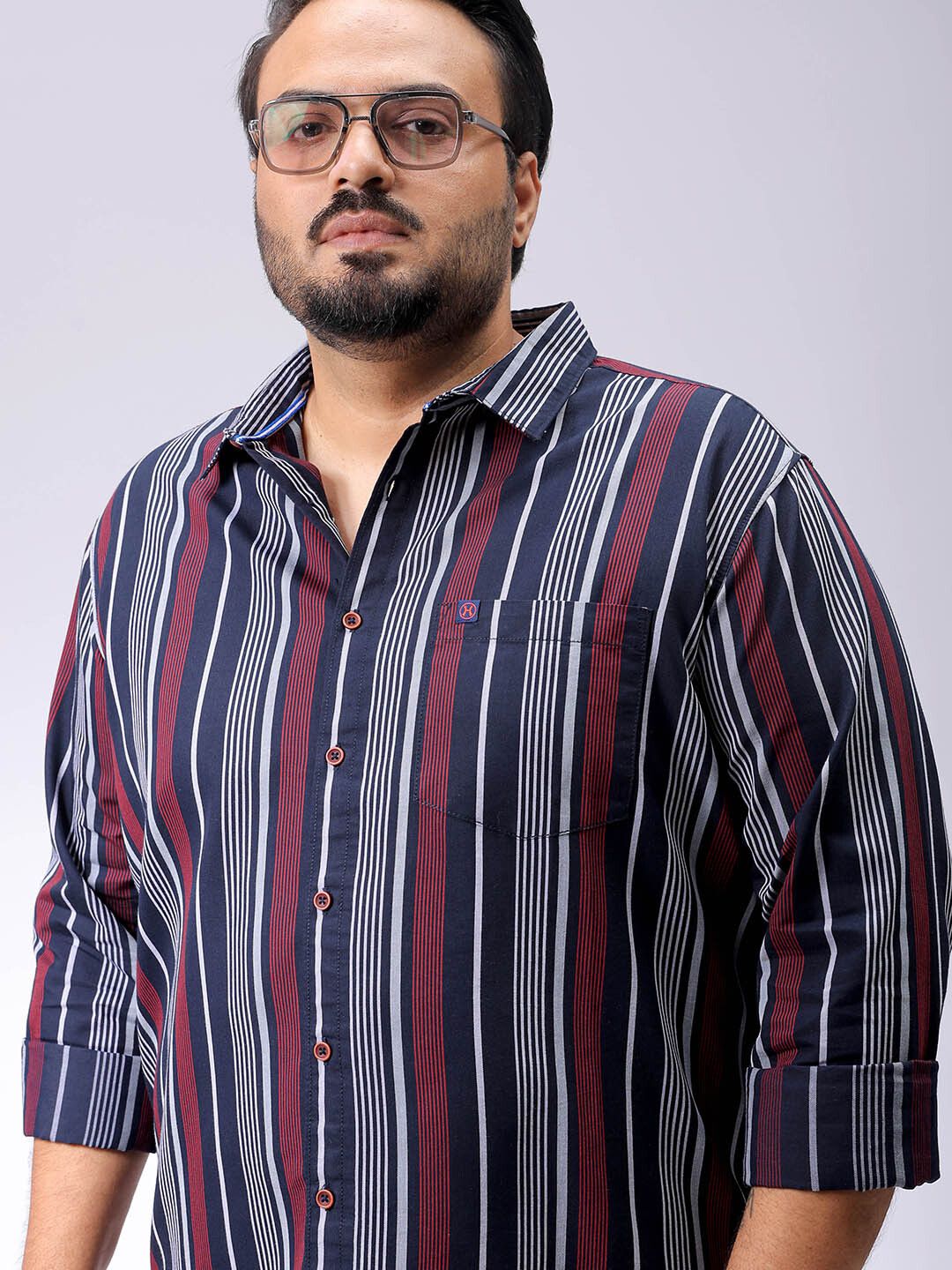 hardsoda Men Regular Fit Striped Cut Away Collar Casual Shirt-picture-40