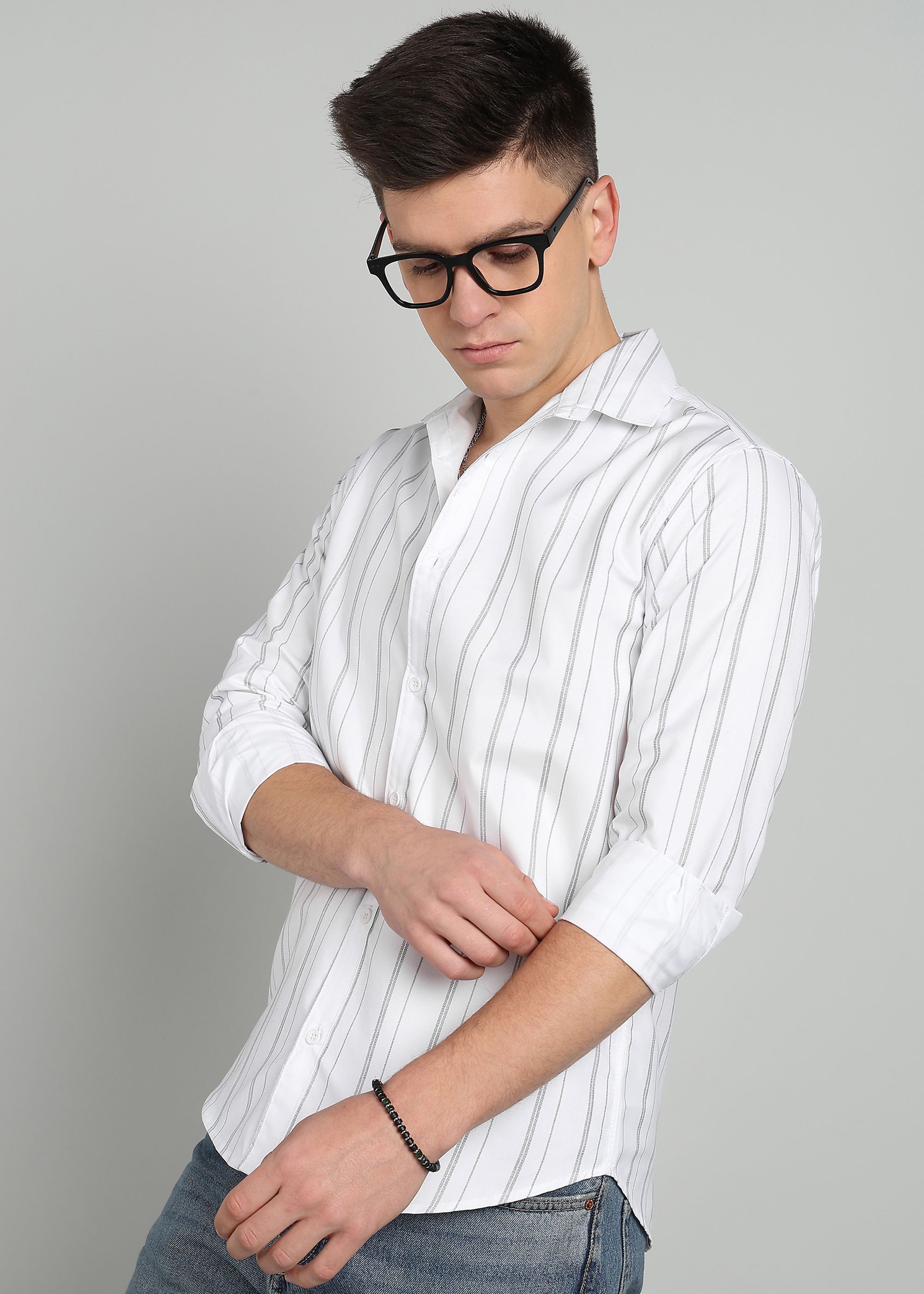 rodeiz Men Slim Fit Striped Spread Collar Casual Shirt-picture-33