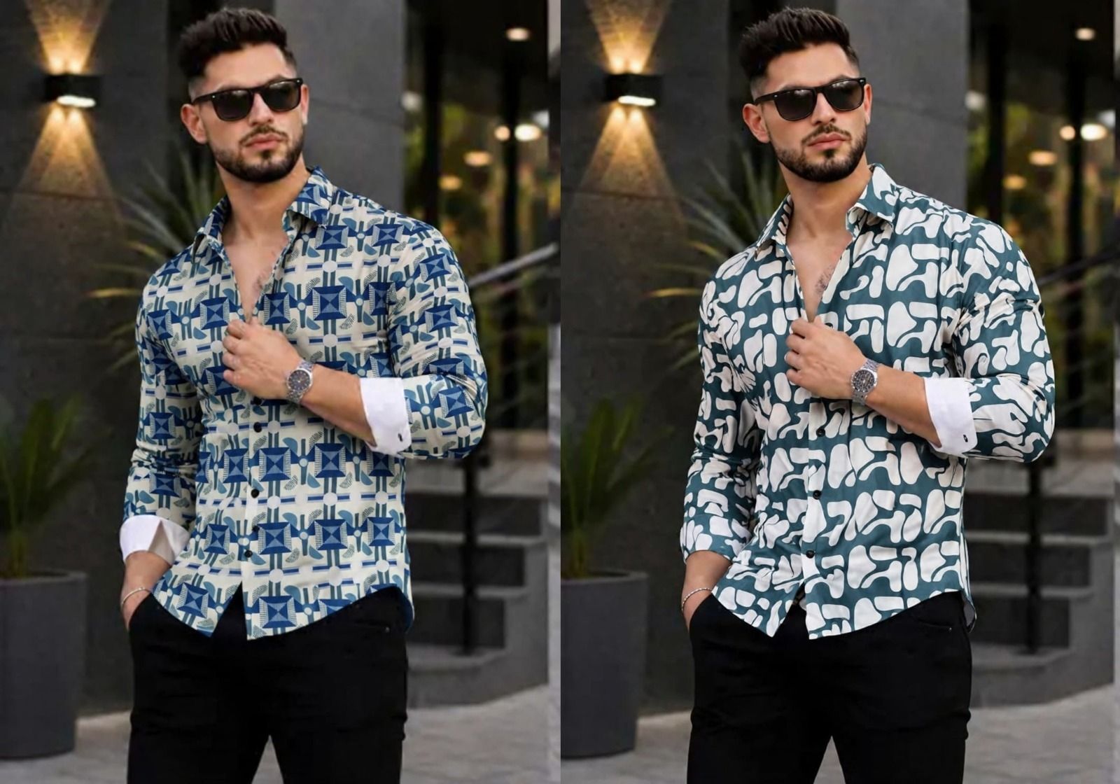 Men Slim Fit Floral Print, Printed Spread Collar Party Shirt-image-5