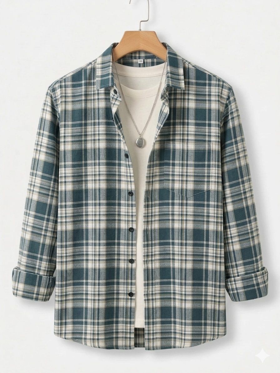 metronaut Men Regular Fit Checkered Spread Collar Casual Shirt-picture-20