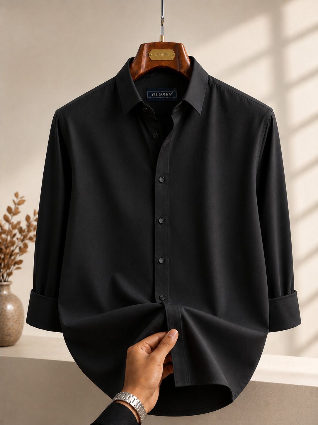 gloren Men Regular Fit Solid Button Down Collar Casual Shirt-picture-33