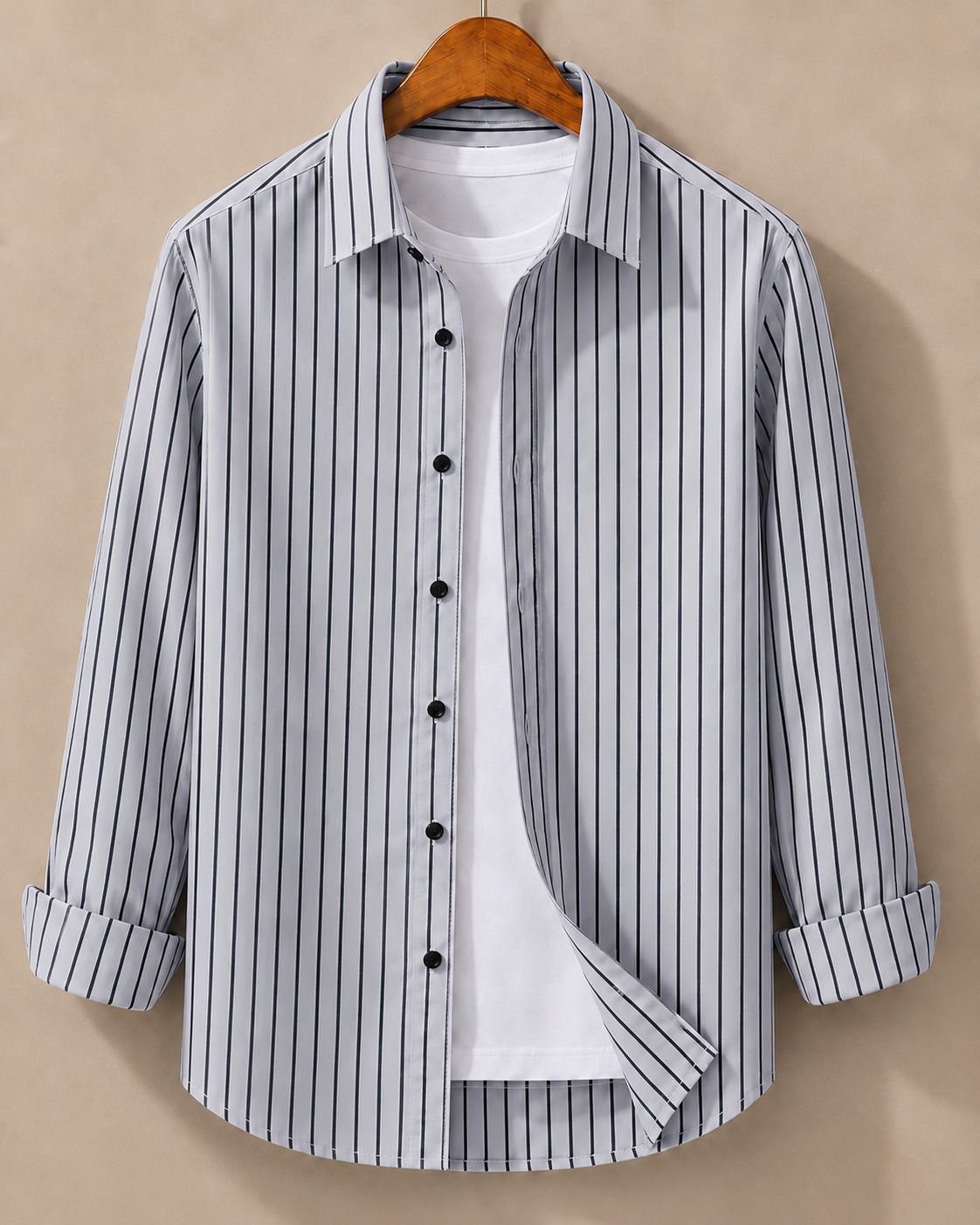 jackbella Men Regular Fit Striped Spread Collar Casual Shirt-picture-12