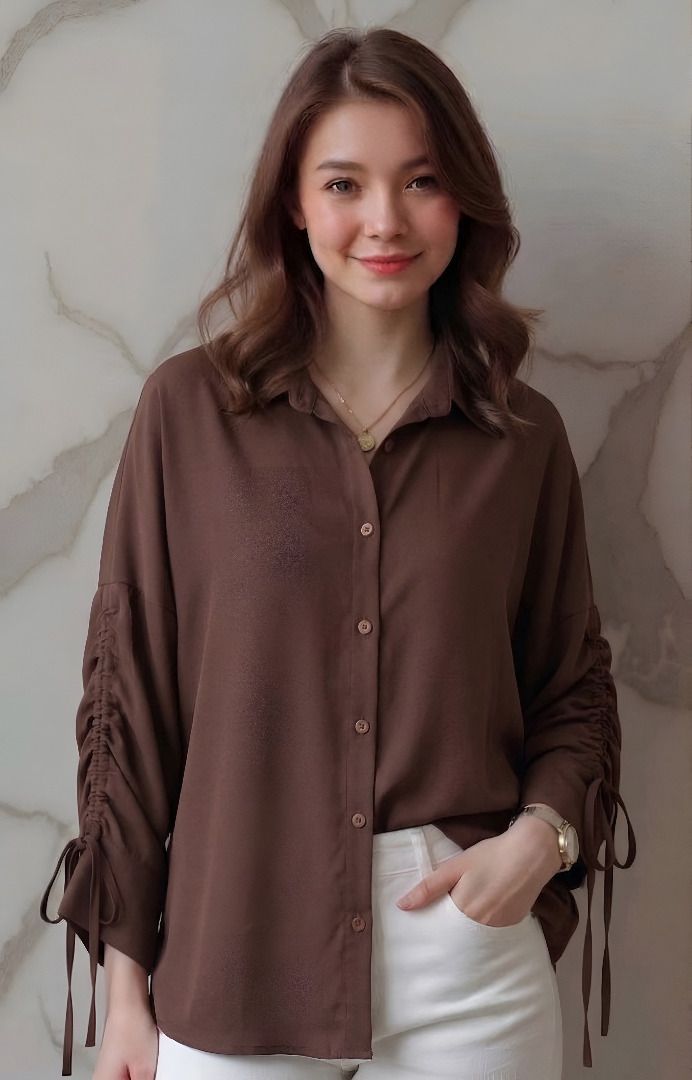 cadmon Women Regular Fit Solid Cut Away Collar Casual Shirt-picture-20