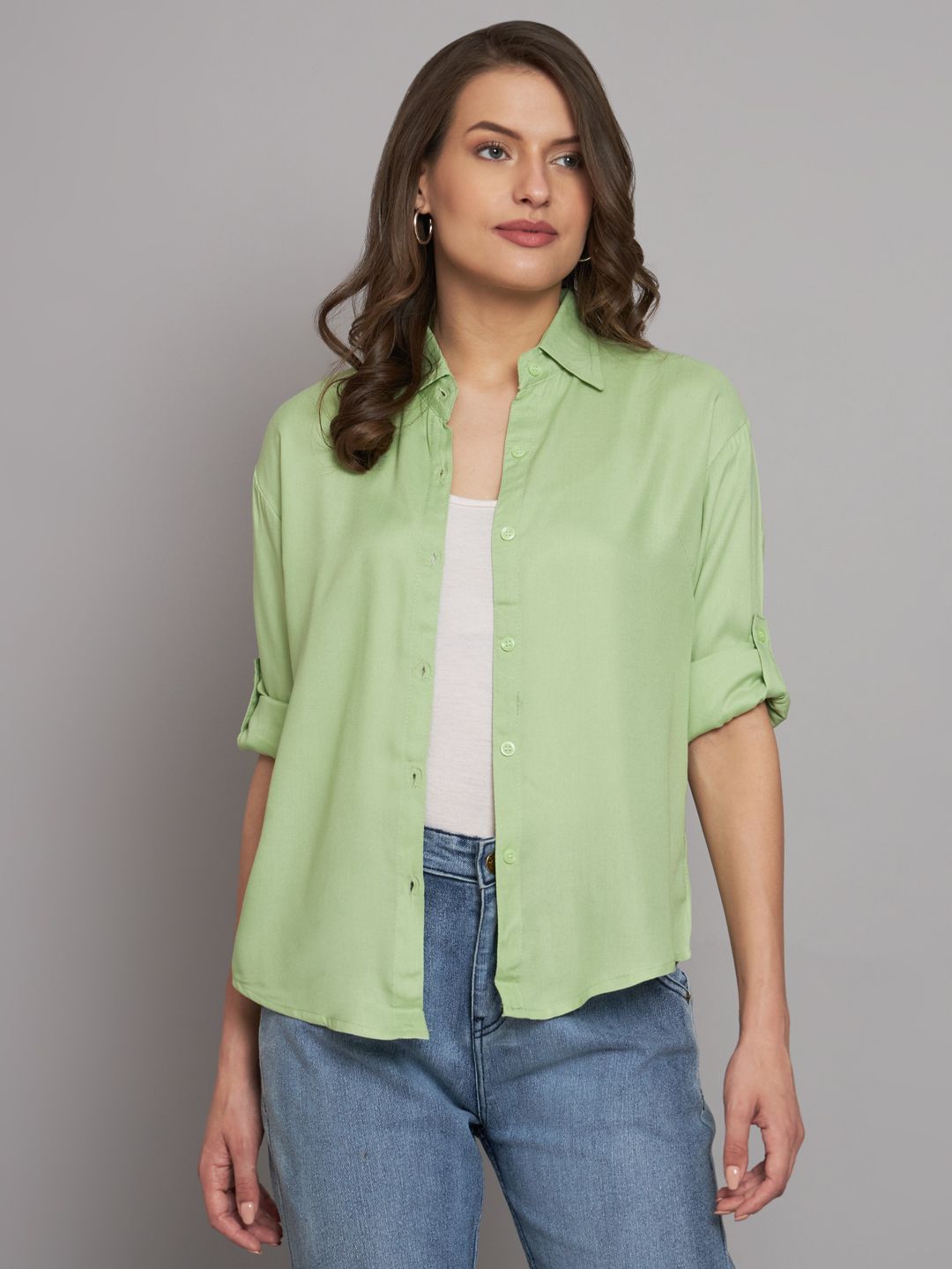 funday fashion Women Boxy Fit Solid Casual Shirt-picture-35