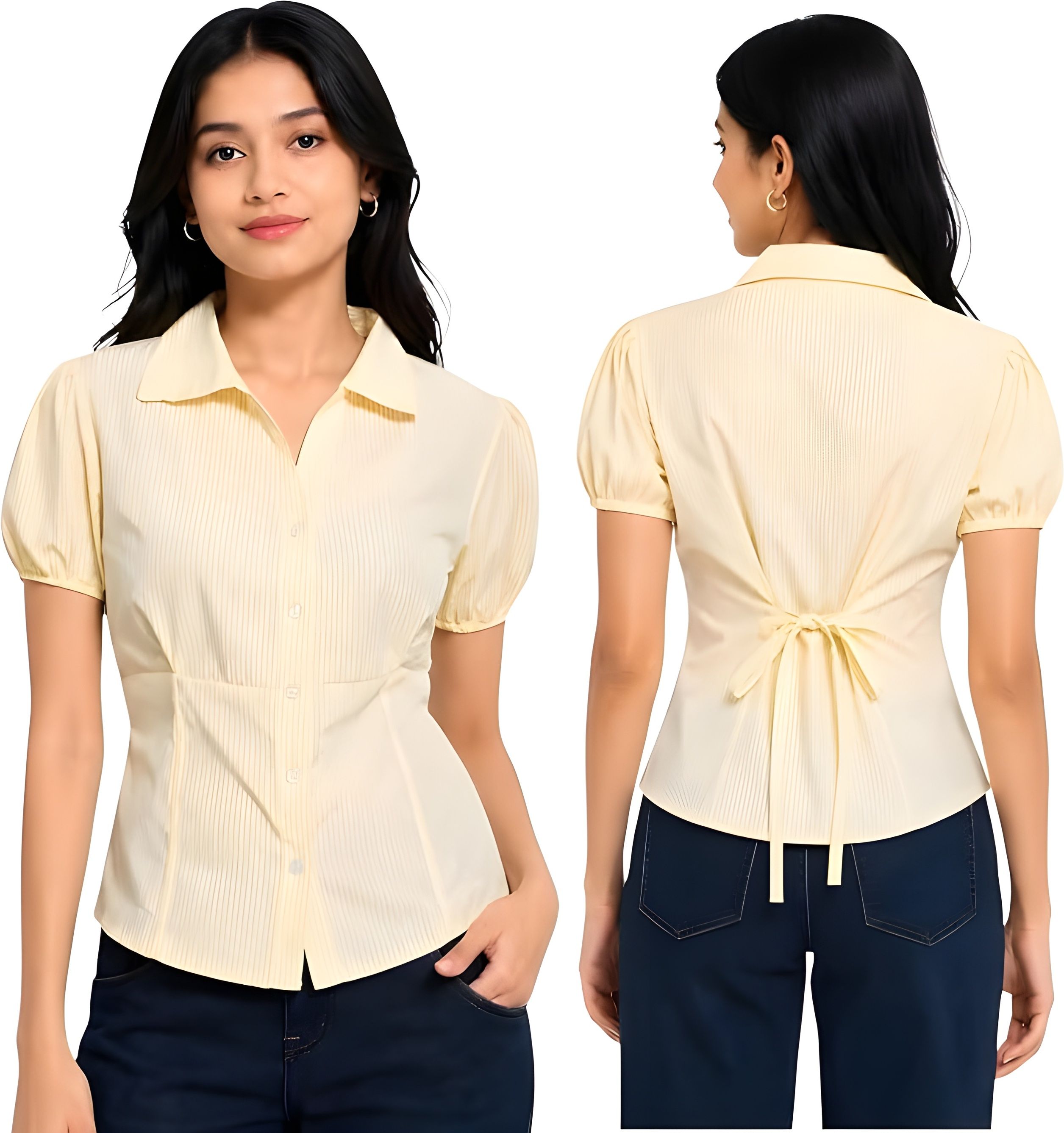 Women Regular Fit Striped Button Down Collar Casual Shirt-image-41