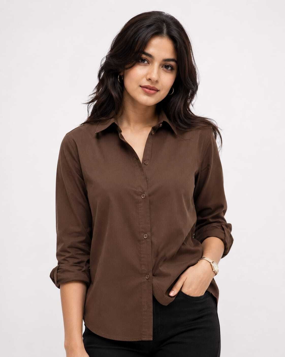 Women Regular Fit Solid Club Collar Casual Shirt-image-18