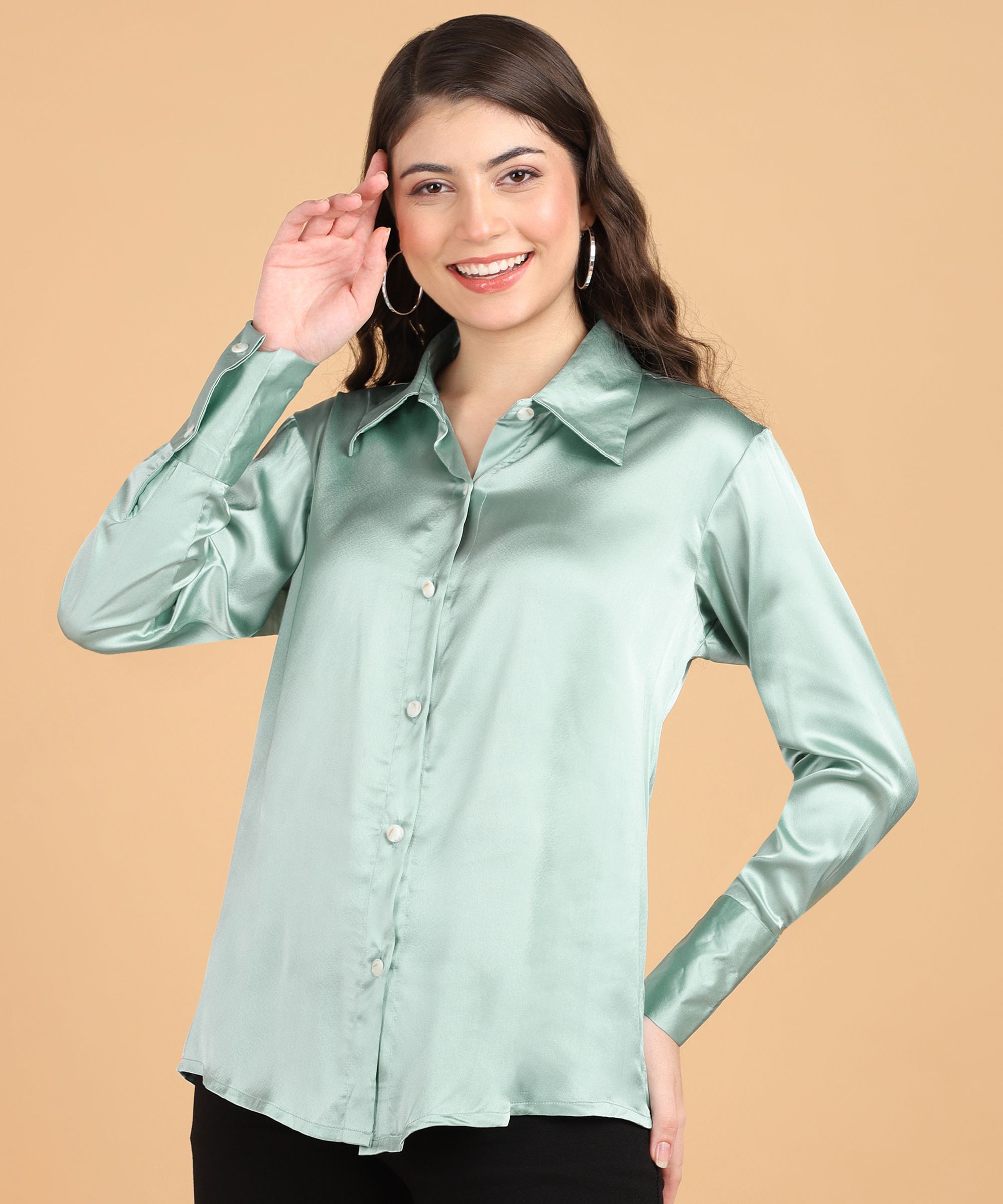 Women Regular Fit Solid Spread Collar Casual Shirt-image-33