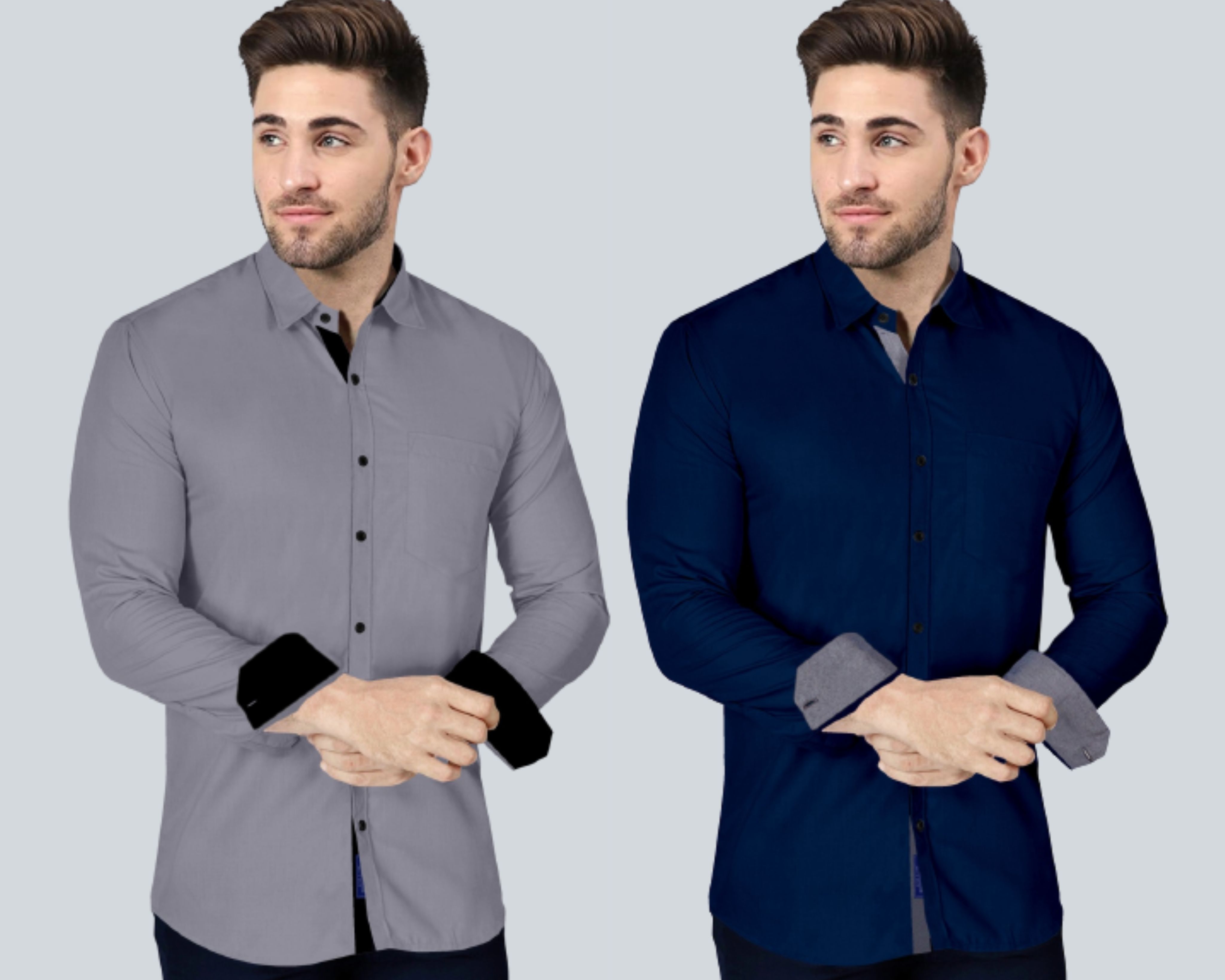 vtexx Men Regular Fit Solid Spread Collar Formal Shirt-picture-12