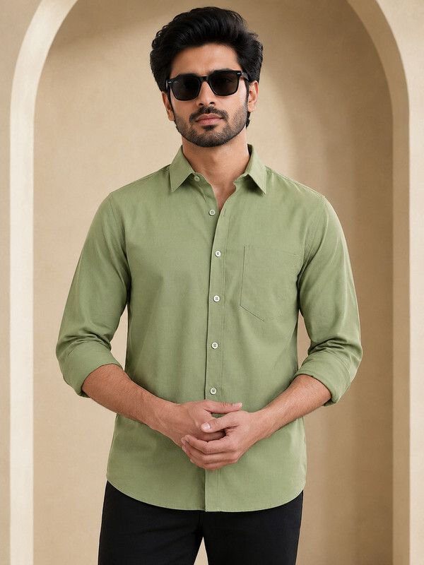 youth first Men Regular Fit Solid Spread Collar Casual Shirt-picture-9