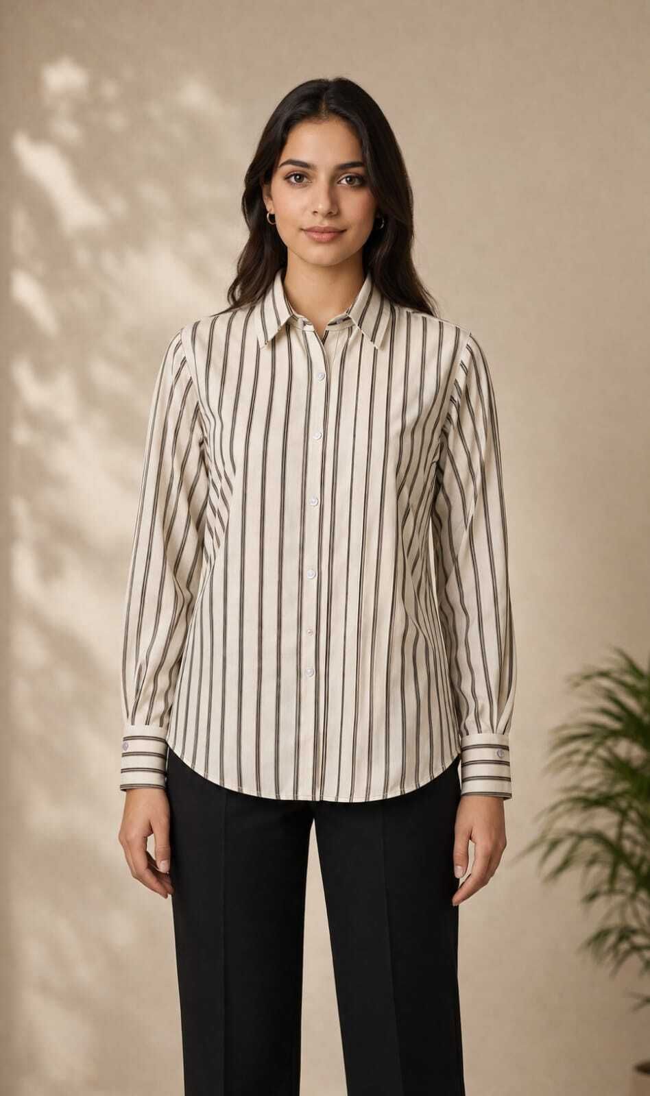 Women Slim Fit Striped Spread Collar Casual Shirt-image-45