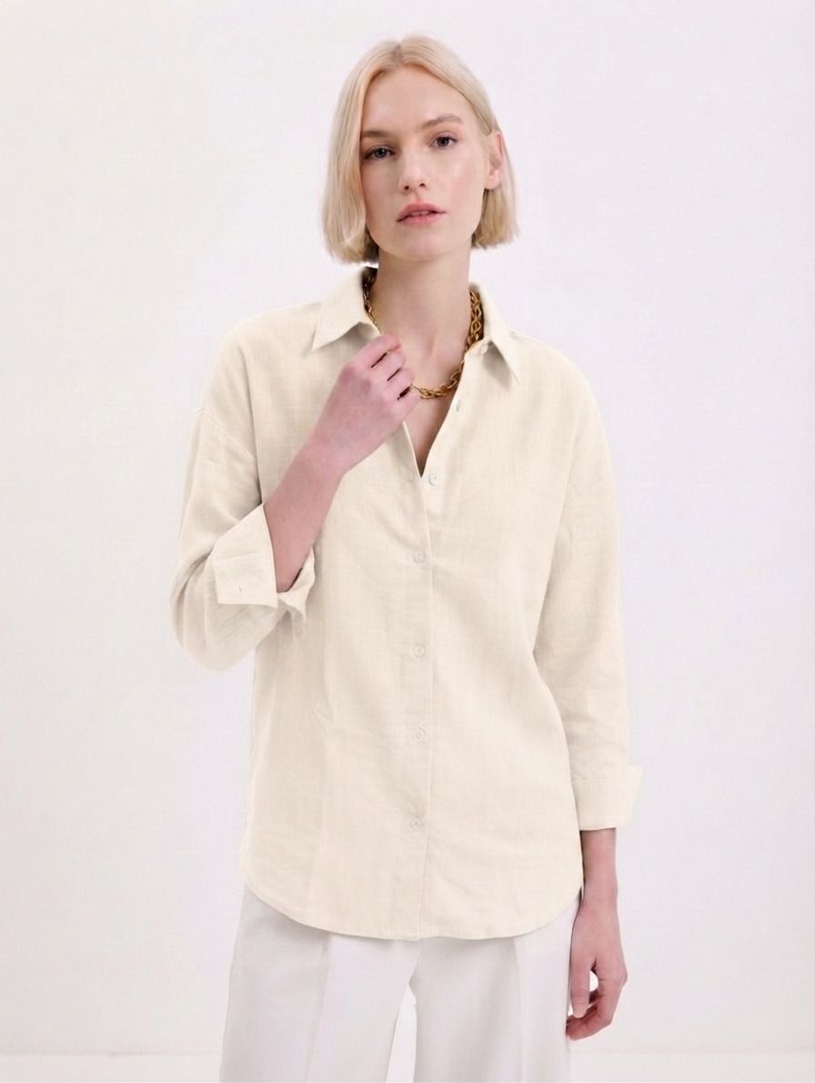 kotty Women Regular Fit Solid Mandarin Collar Casual Shirt-picture-28