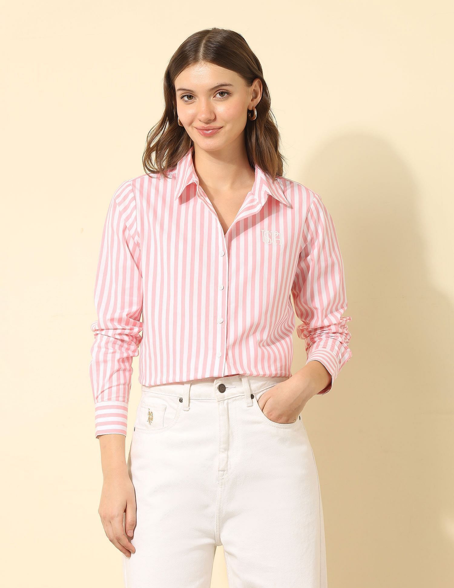 u.s. polo assn. Women Regular Fit Striped Casual Shirt-picture-12