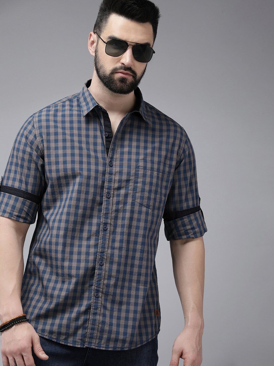 roadster Men Regular Fit Checkered Casual Shirt-picture-37