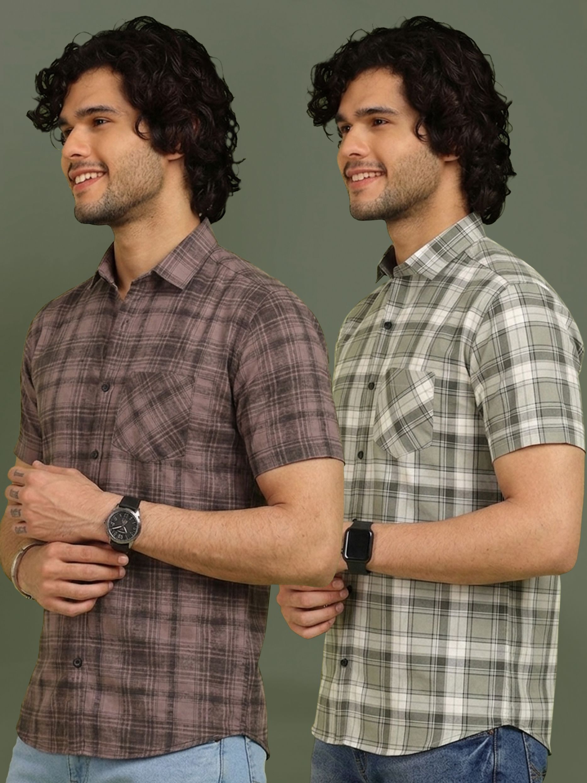 metronaut Men Regular Fit Checkered Spread Collar Casual Shirt-picture-38