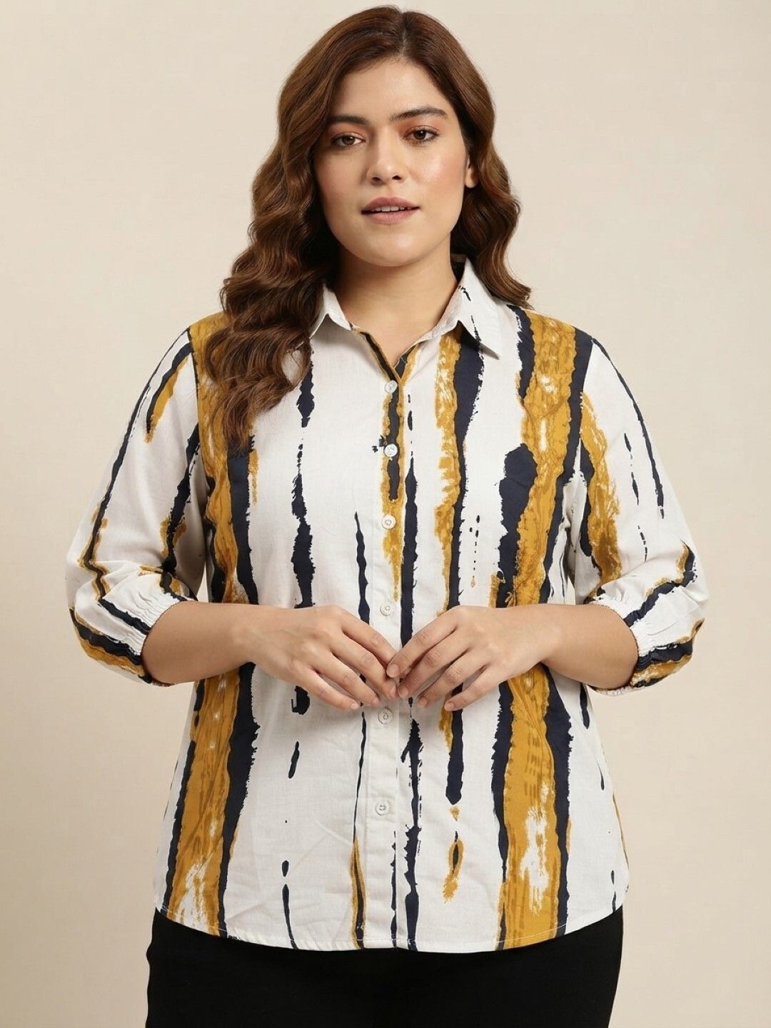 onaya fashion Women Regular Fit Printed Spread Collar Casual Shirt-picture-12