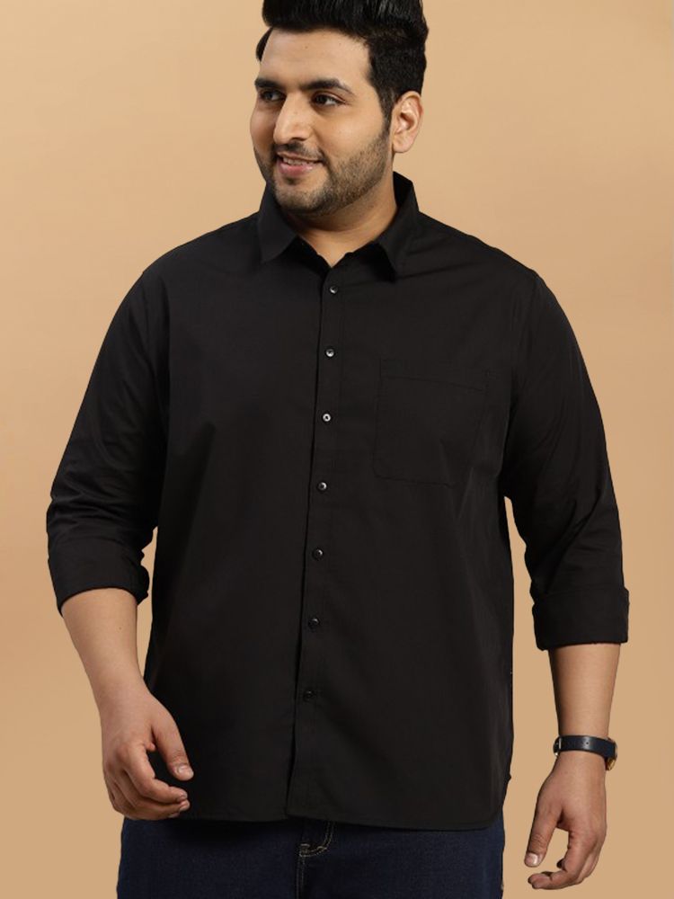 Men Regular Fit Solid Spread Collar Casual Shirt-image-6