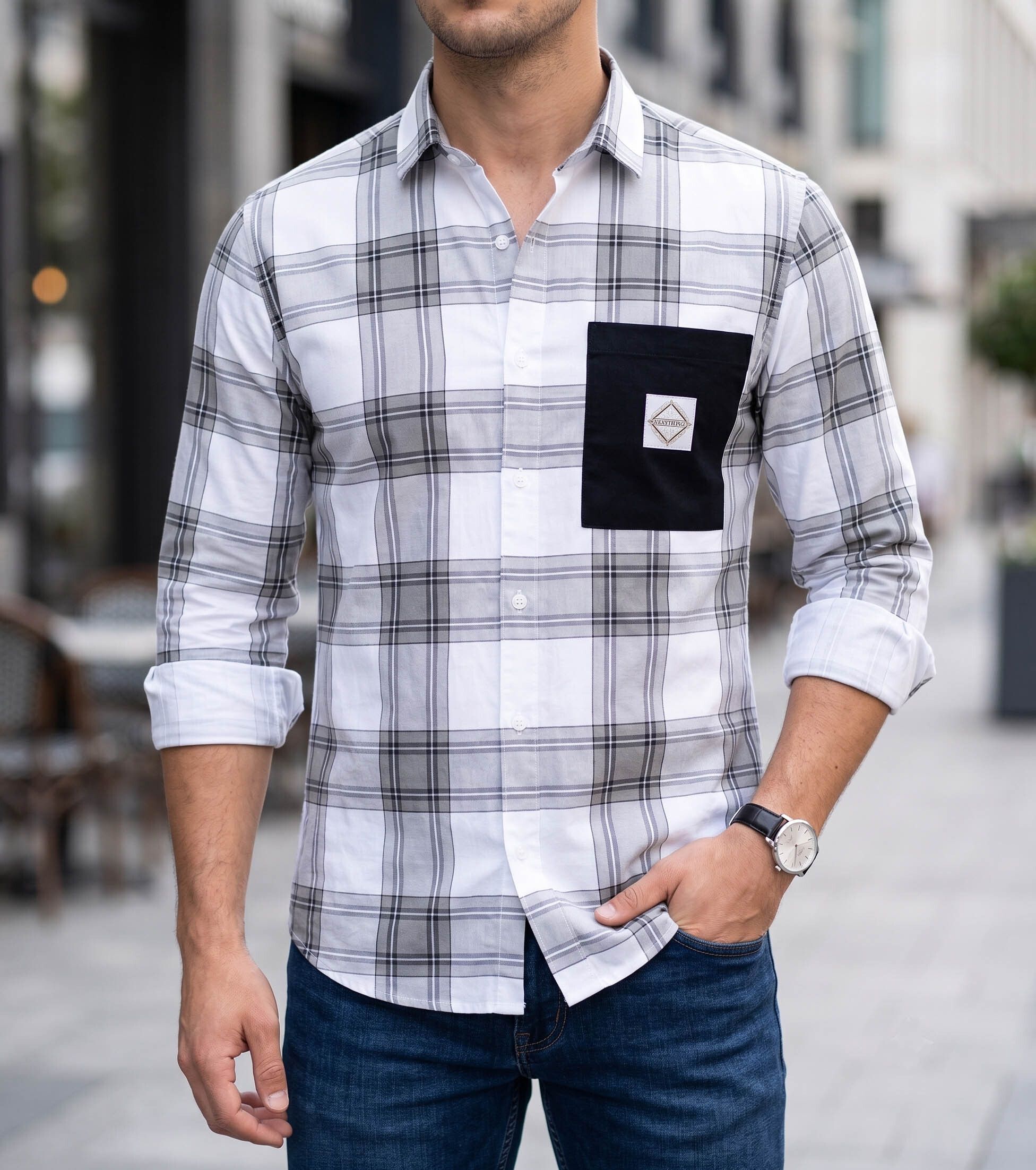Men Regular Fit Checkered Spread Collar Casual Shirt-image-34