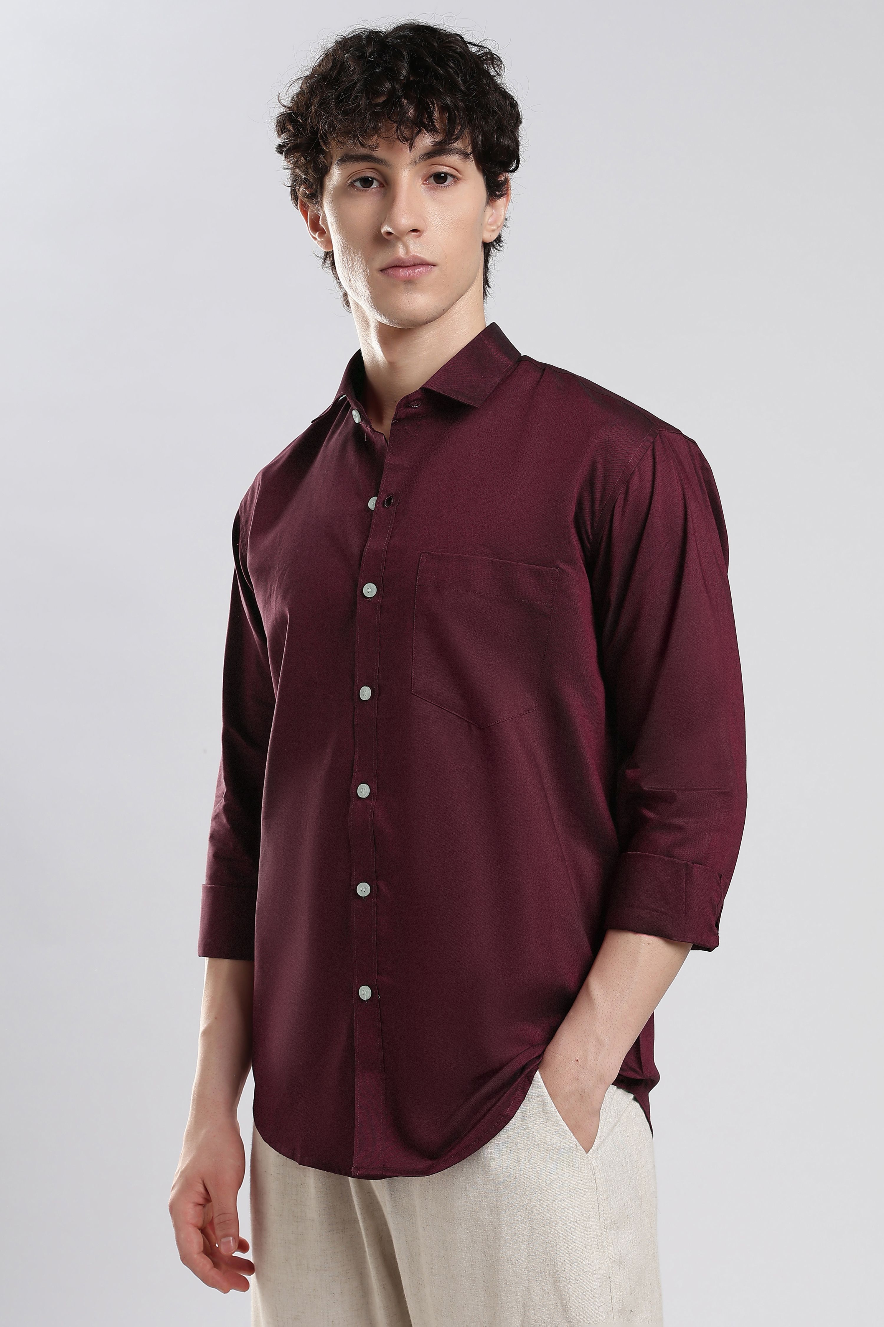 Men Regular Fit Solid Spread Collar Casual Shirt-image-25