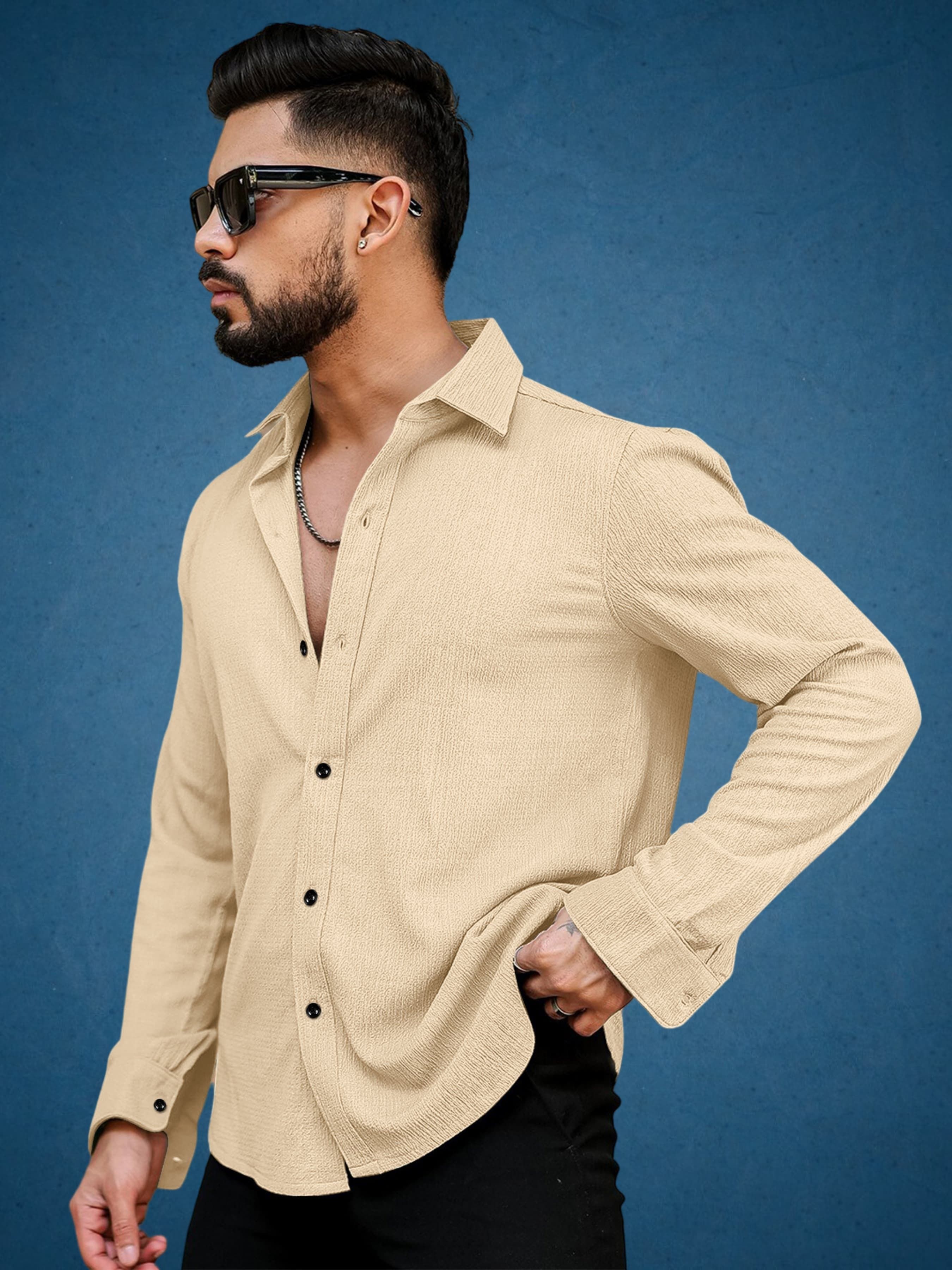 khushi creation Men Regular Fit Self Design Spread Collar Casual Shirt-picture-26