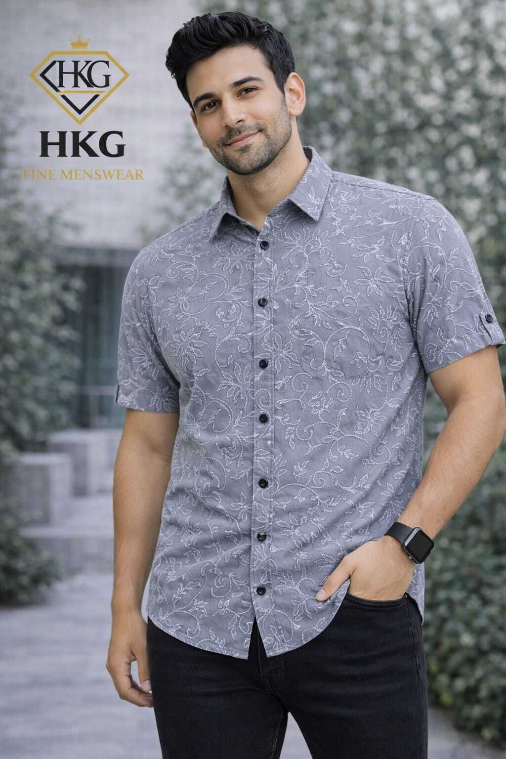 hkg Men Regular Fit Printed Spread Collar Casual Shirt-picture-21