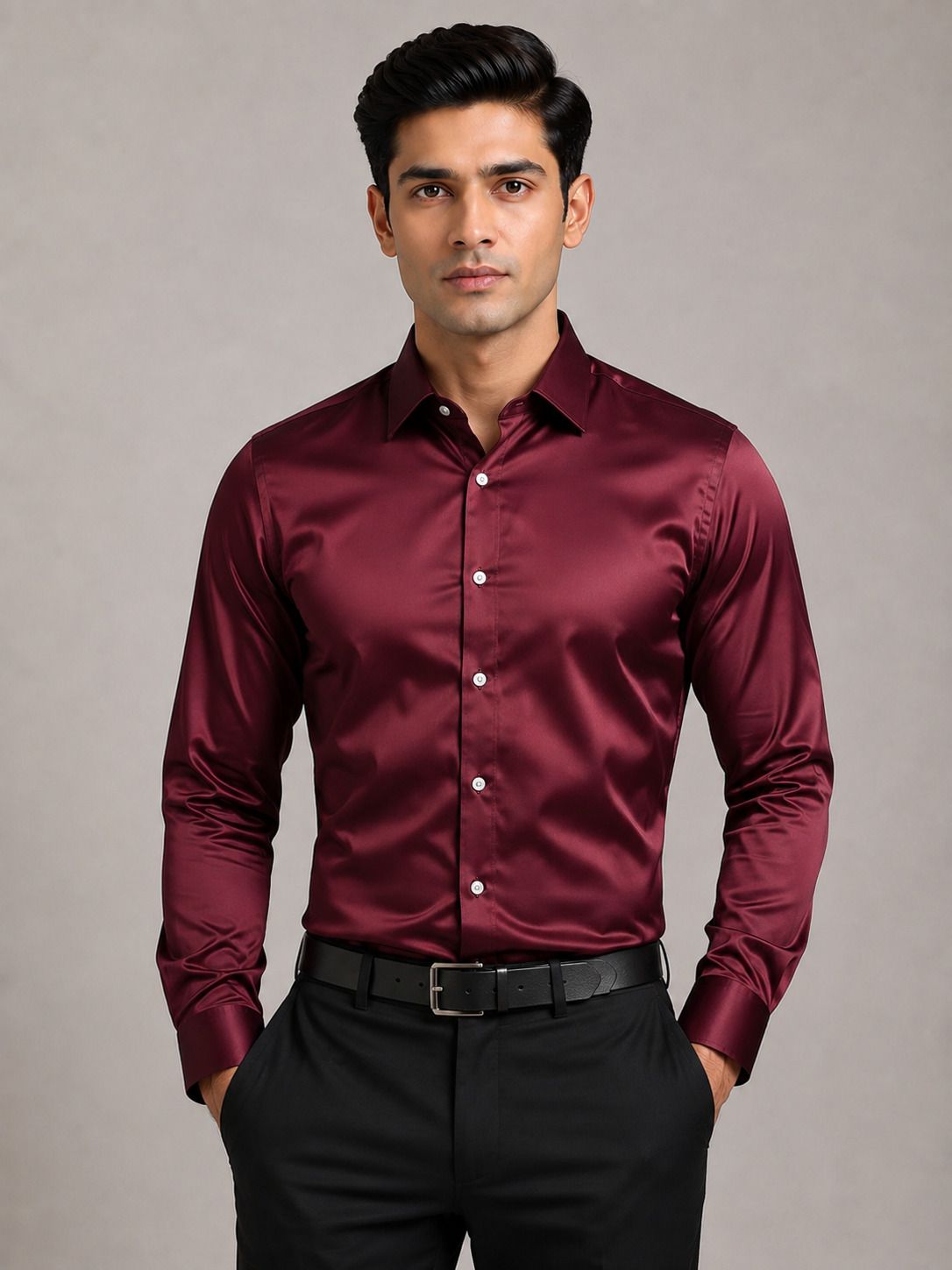 Men Regular Fit Solid Button Down Collar Party Shirt-image-26
