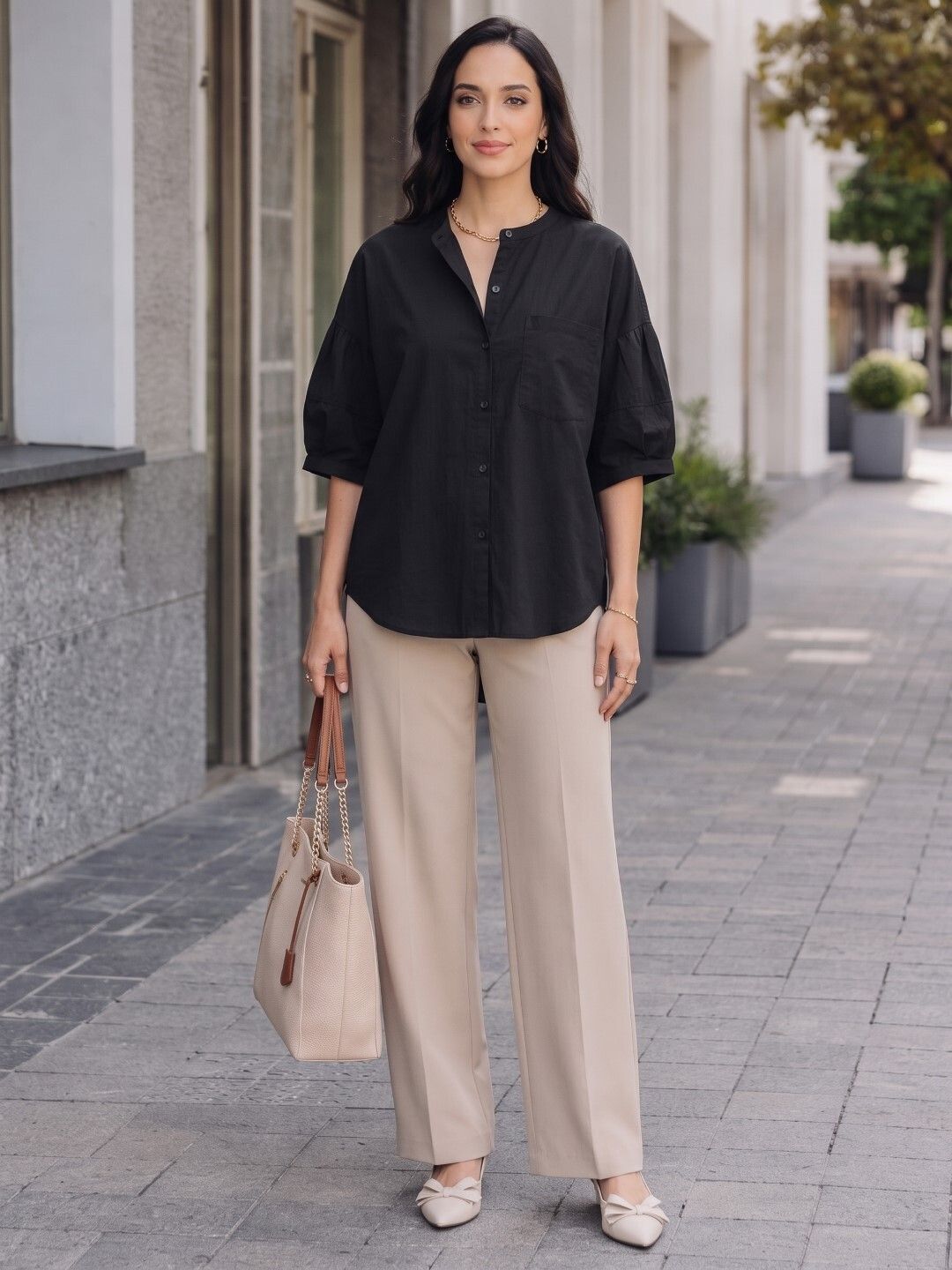 tekin creations Women Regular Fit Solid Mandarin Collar Casual Shirt-picture-37