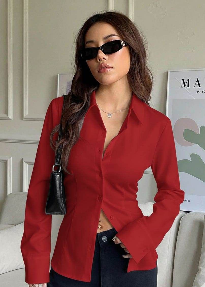 trinetri couture Women Regular Fit Solid Spread Collar Casual Shirt-picture-26