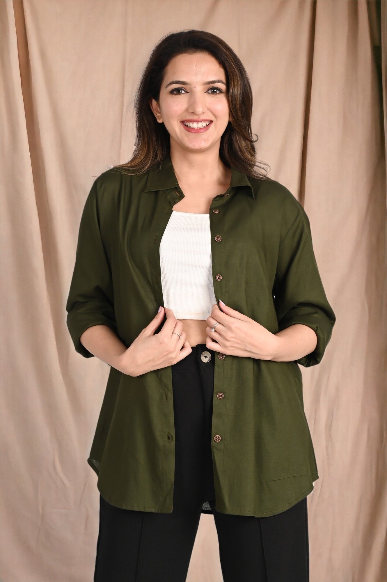Women Boxy Fit Solid Spread Collar Casual Shirt-image-39