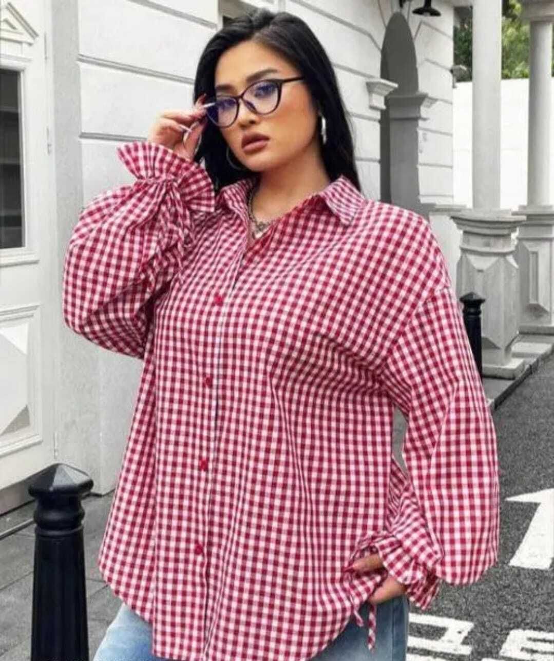 bhaktimaa collection Women Boxy Fit Checkered Casual Shirt-picture-22