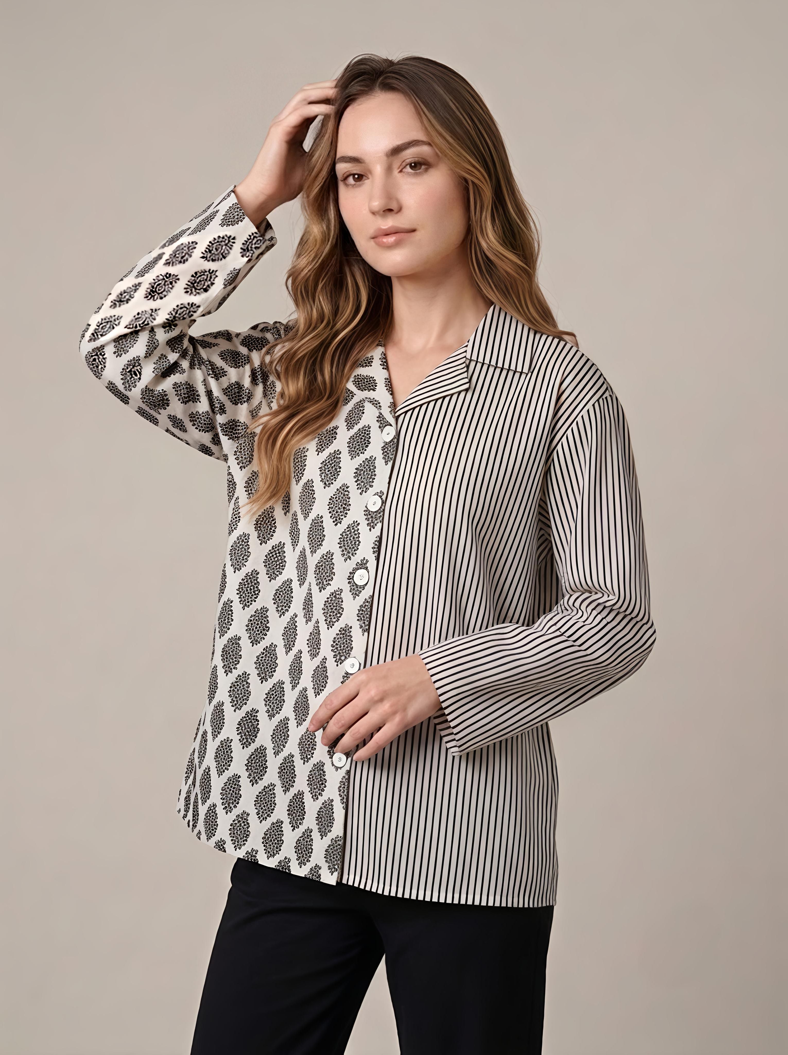 nainvish Women Comfort Fit Printed Spread Collar Casual Shirt-picture-5