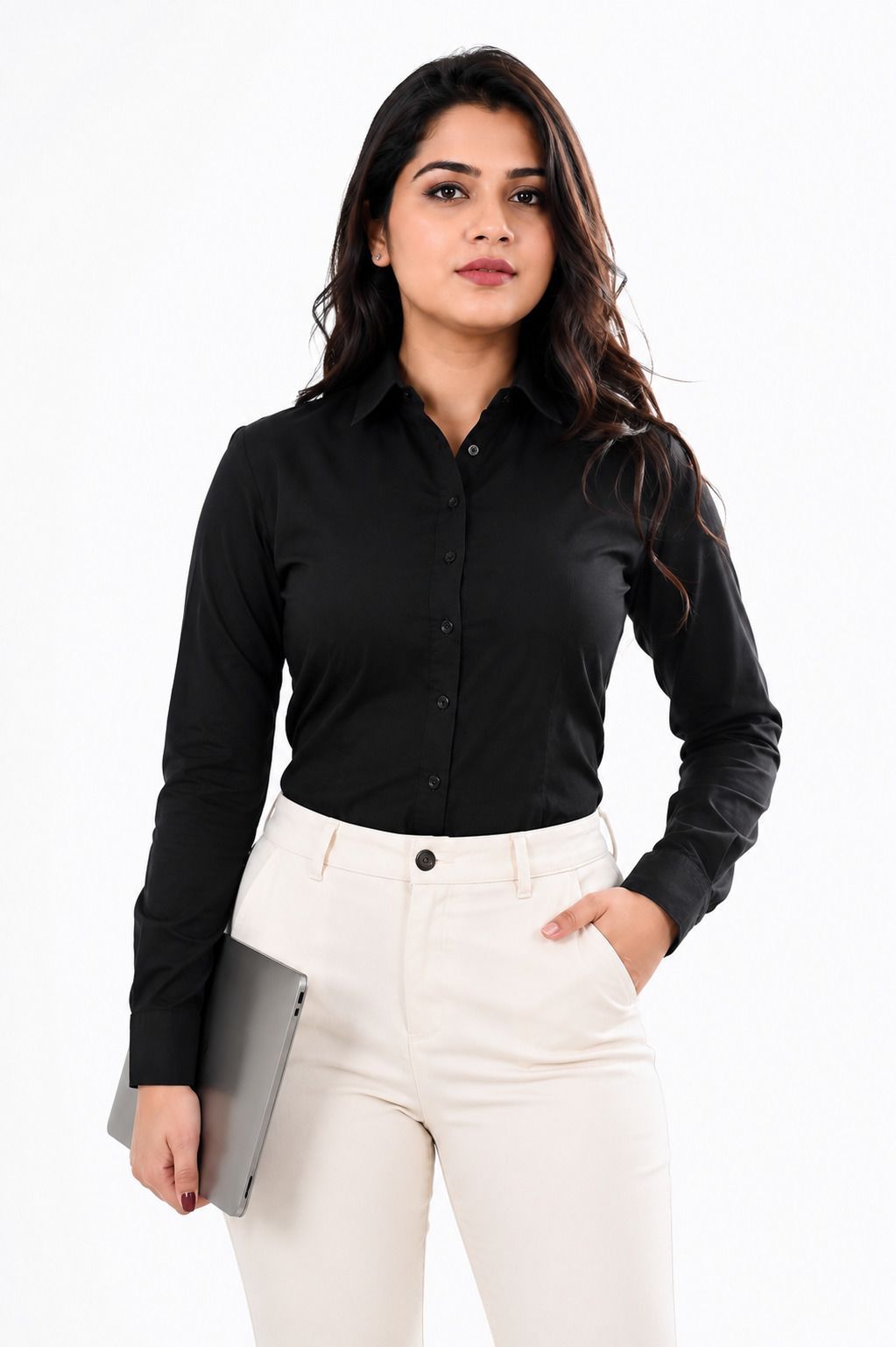 nabaera Women Regular Fit Solid Spread Collar Formal Shirt-picture-43