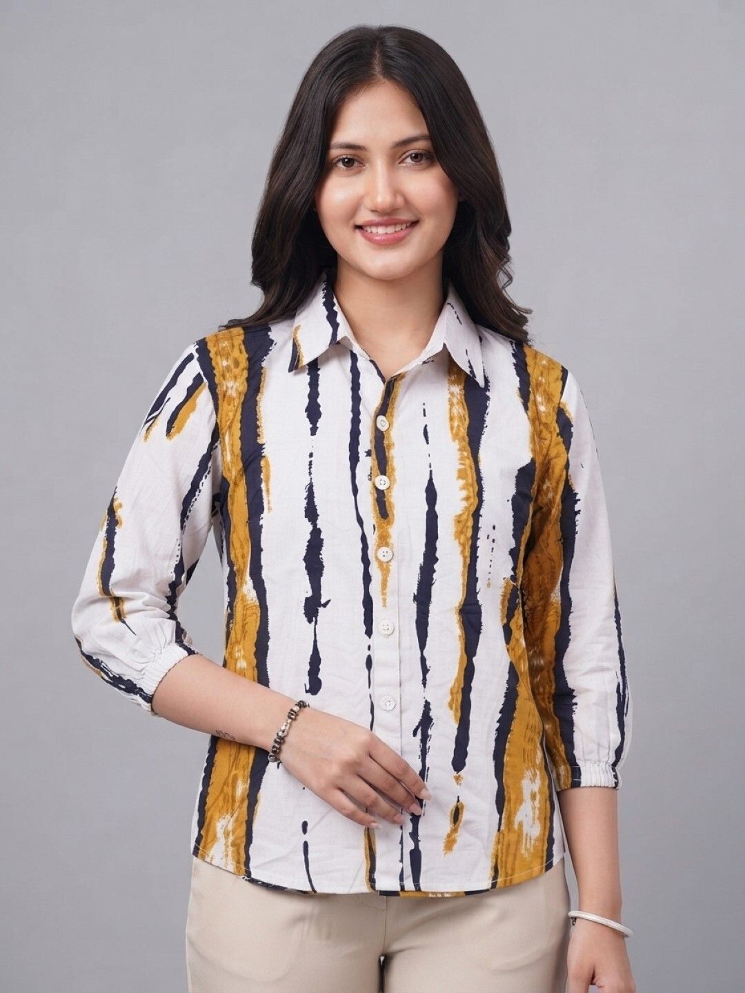 onaya fashion Women Regular Fit Printed Spread Collar Formal Shirt-picture-27