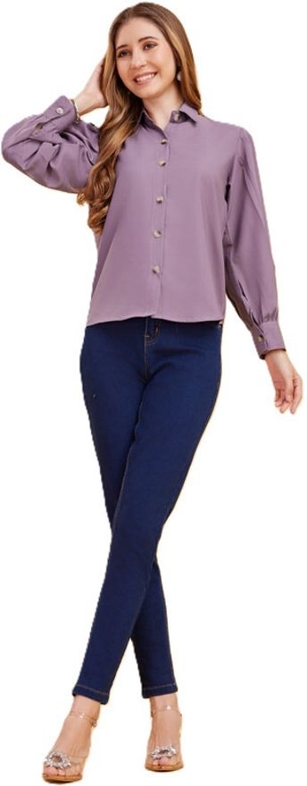 the nari fashion brand Women Regular Fit Solid Ribbed Collar Casual Shirt-picture-28