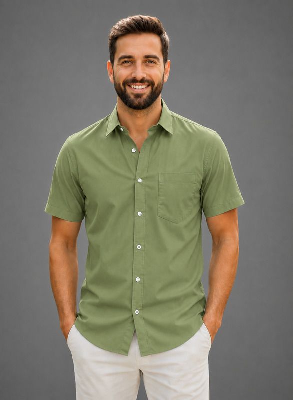 Men Regular Fit Solid Spread Collar Casual Shirt-image-46