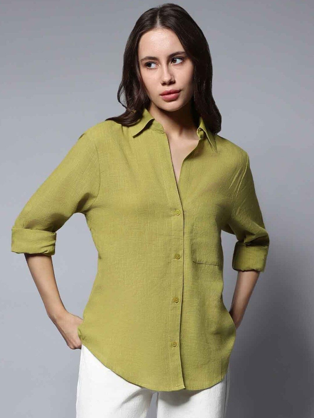 Women Boxy Fit Solid Casual Shirt-image-40