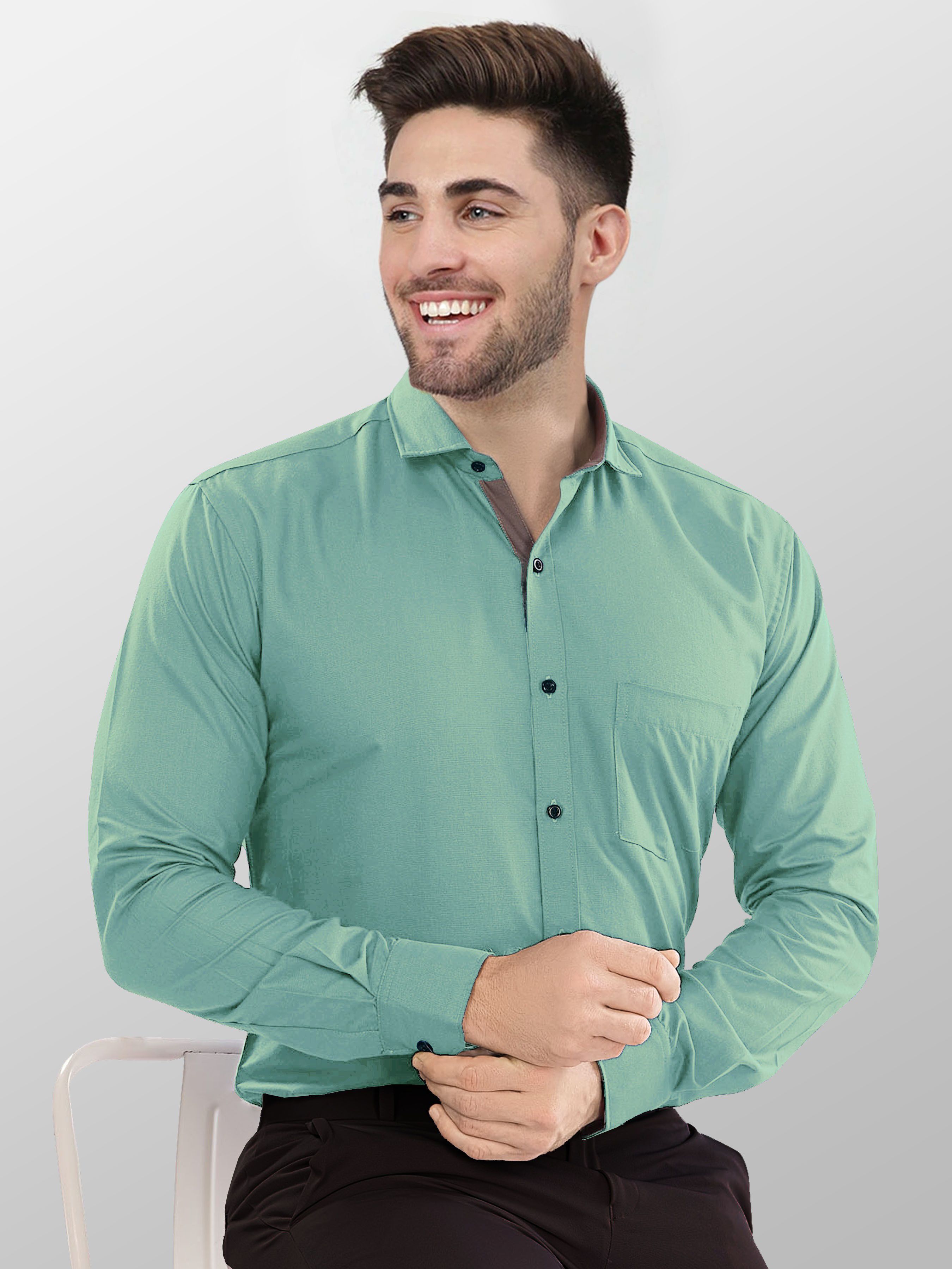 vtexx Men Regular Fit Solid Spread Collar Formal Shirt-picture-25
