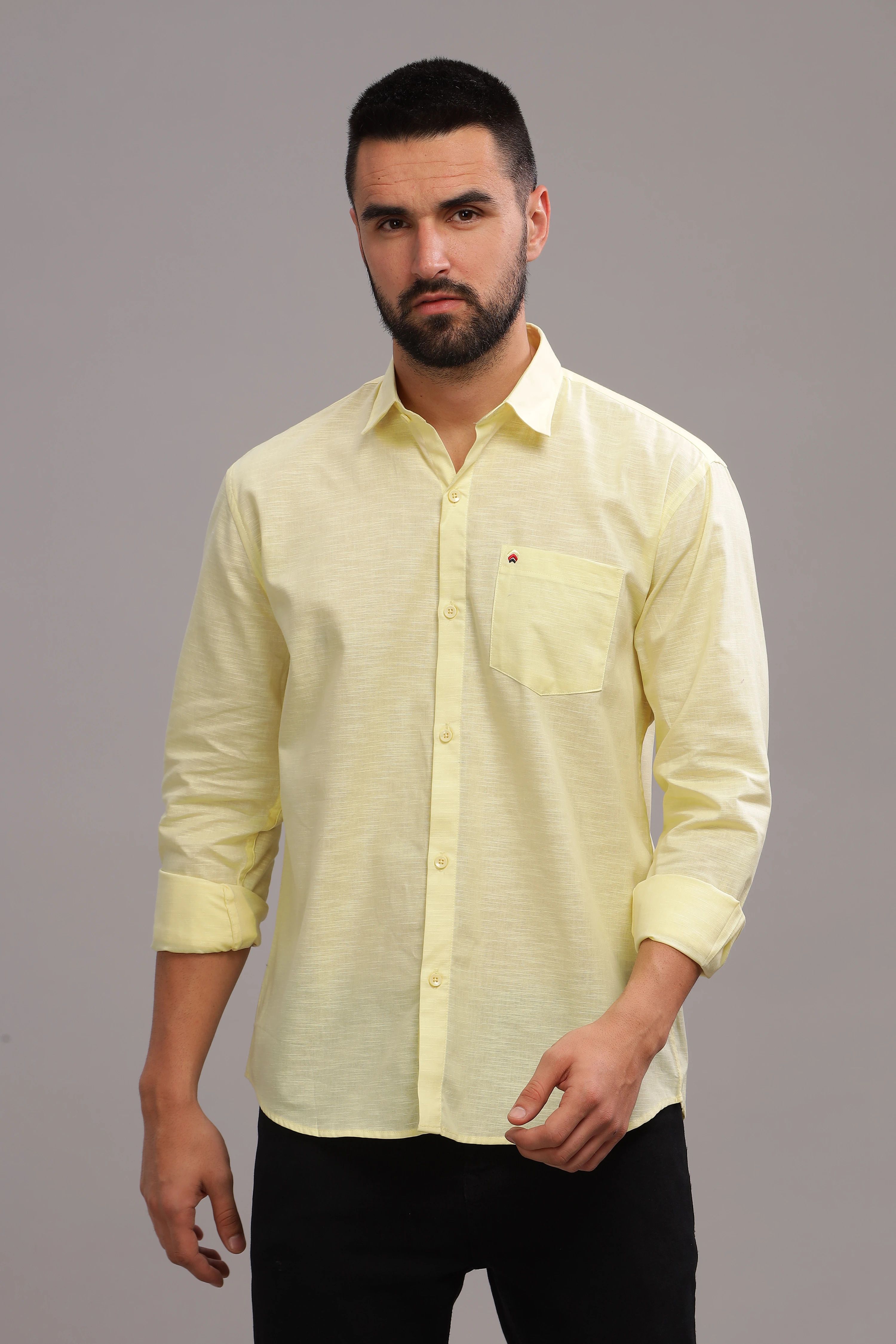 blue squad Men Slim Fit Solid Spread Collar Casual Shirt-picture-15