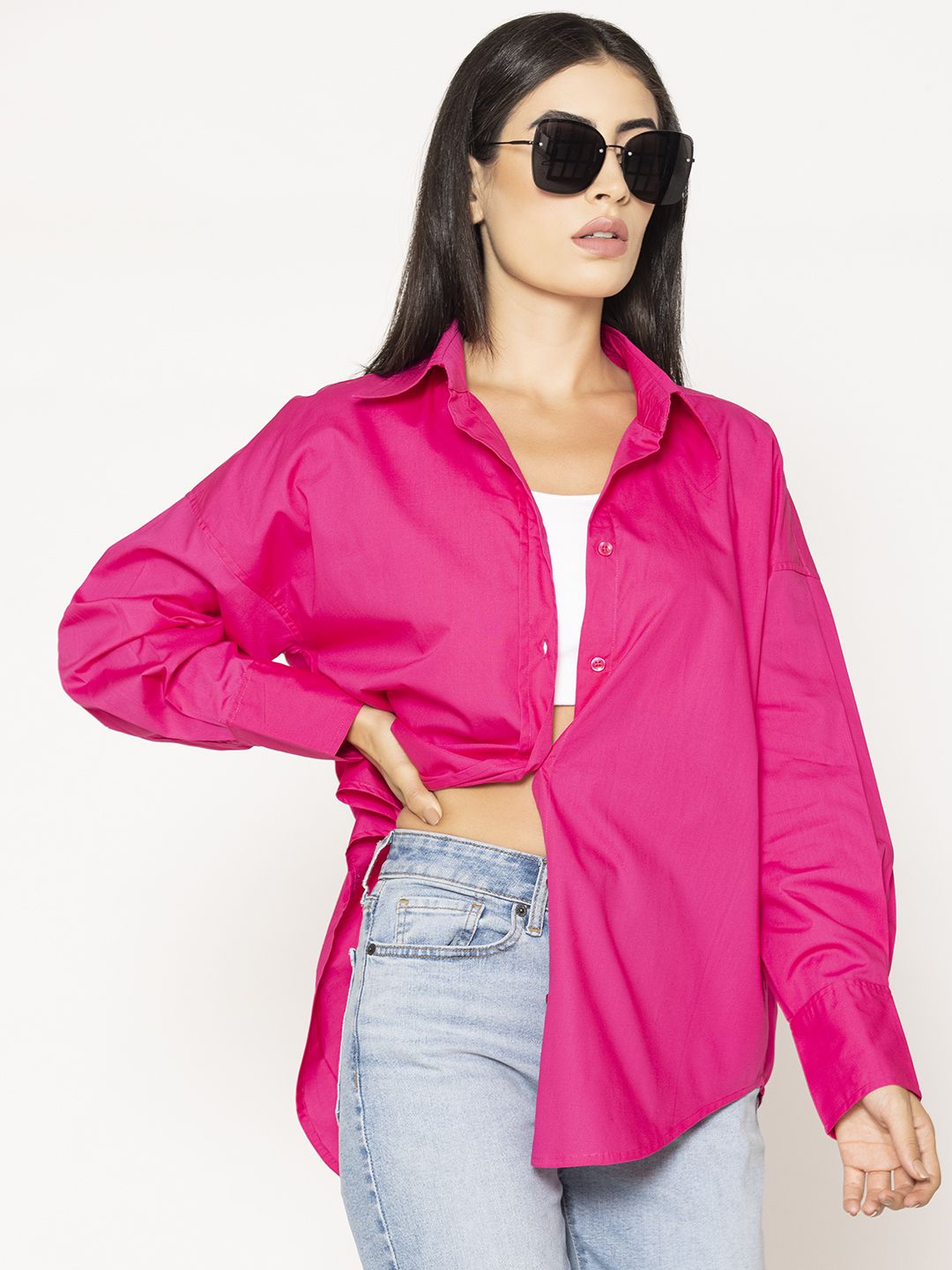 lounge dreams Women Boxy Fit Solid Spread Collar Casual Shirt-picture-14