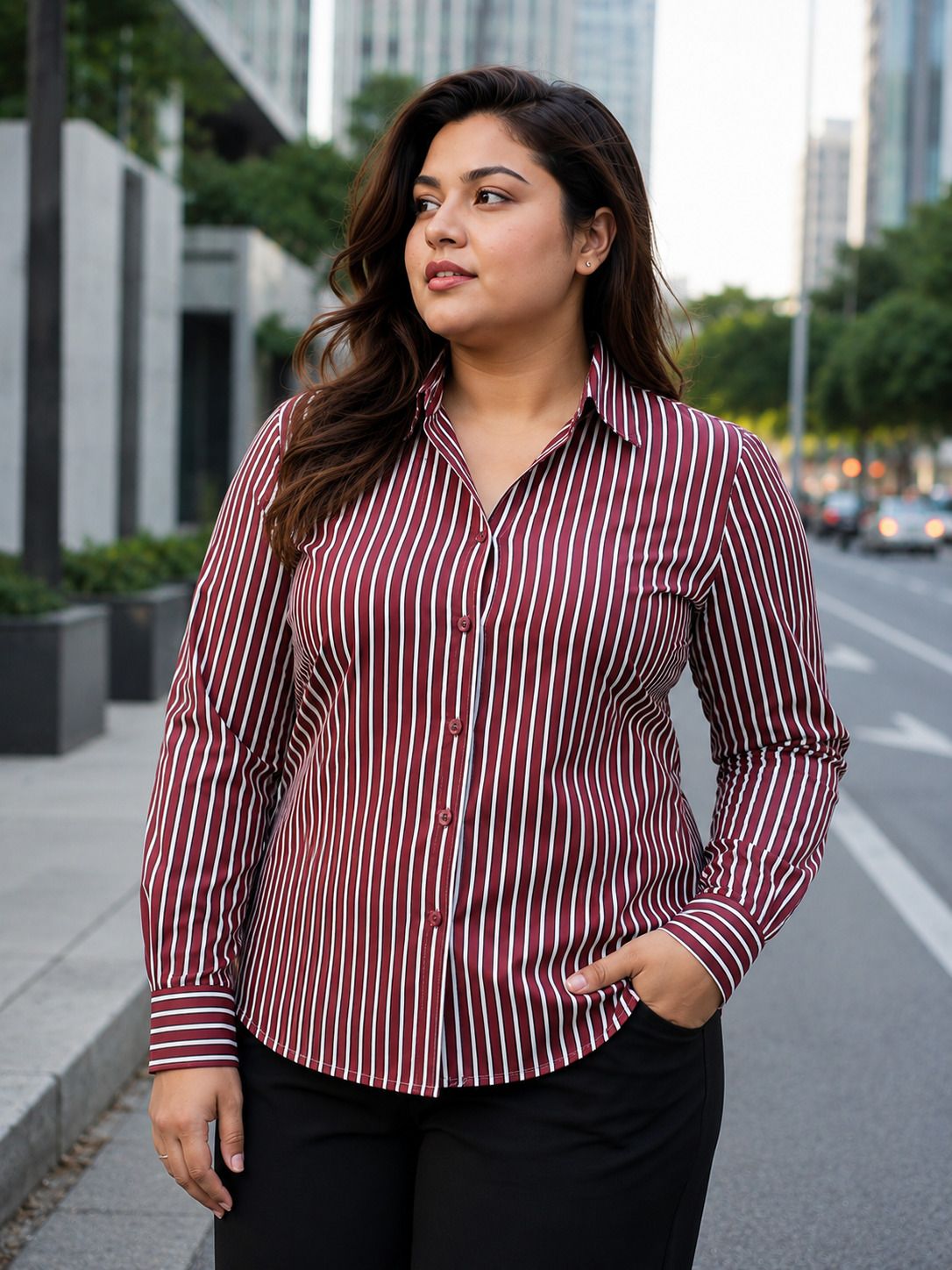 new-18 Women Regular Fit Striped Spread Collar Casual Shirt-picture-18