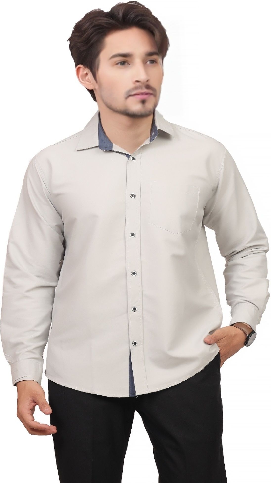Men Regular Fit Solid Button Down Collar Formal Shirt-image-24